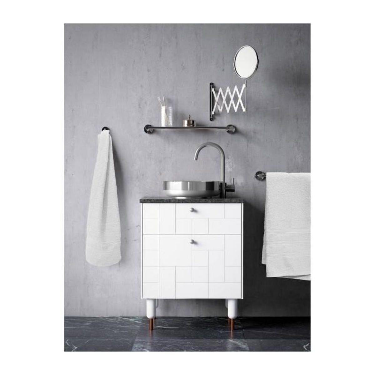 LOVELY HOME Lot de 4 serviettes - LOVELY HOME - 2 Serviettes 50 x 100 cm + 2 Draps de douche 70 x 140 cm - Blanc