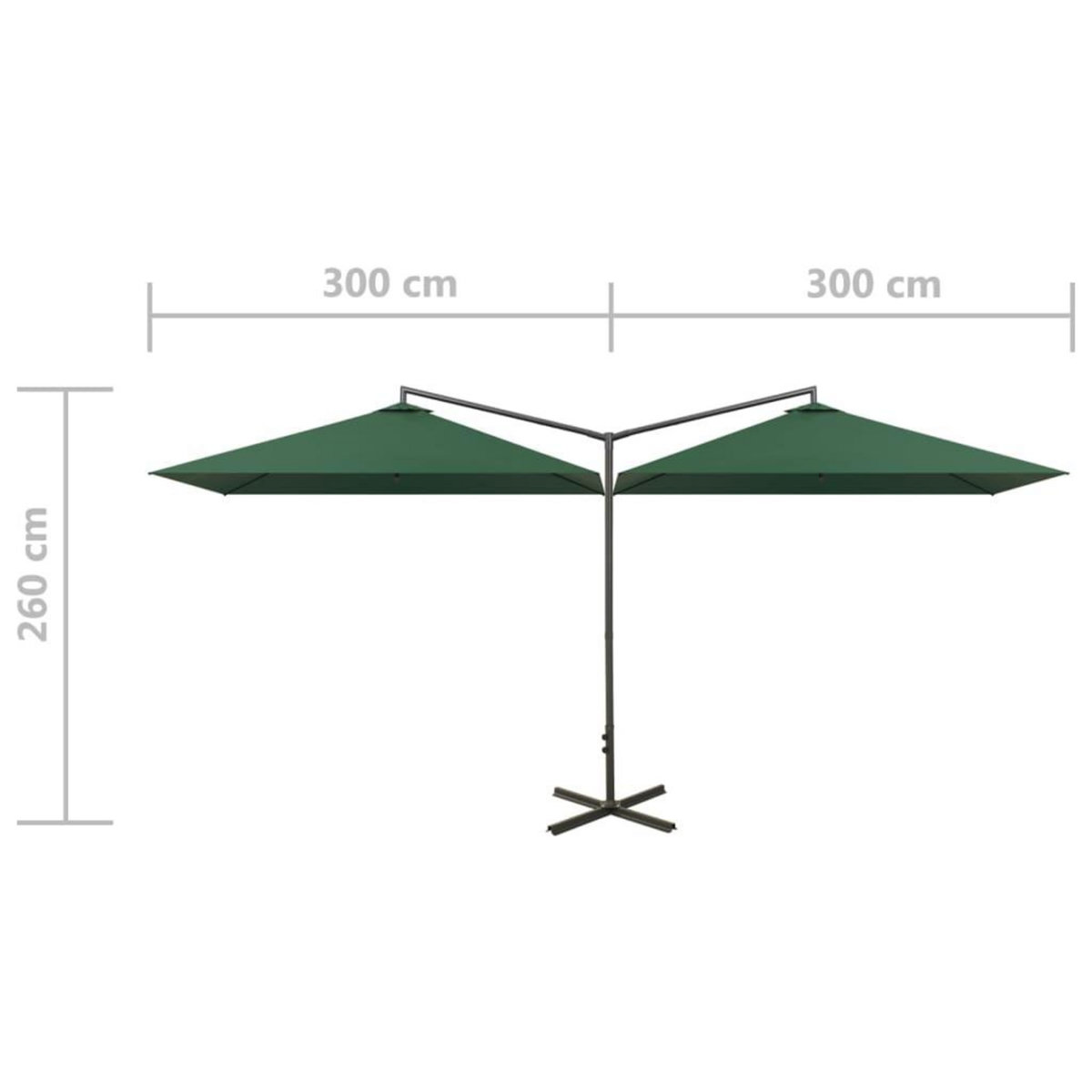 VIDAXL Parasol de jardin double avec mat en acier Vert 600x300 cm