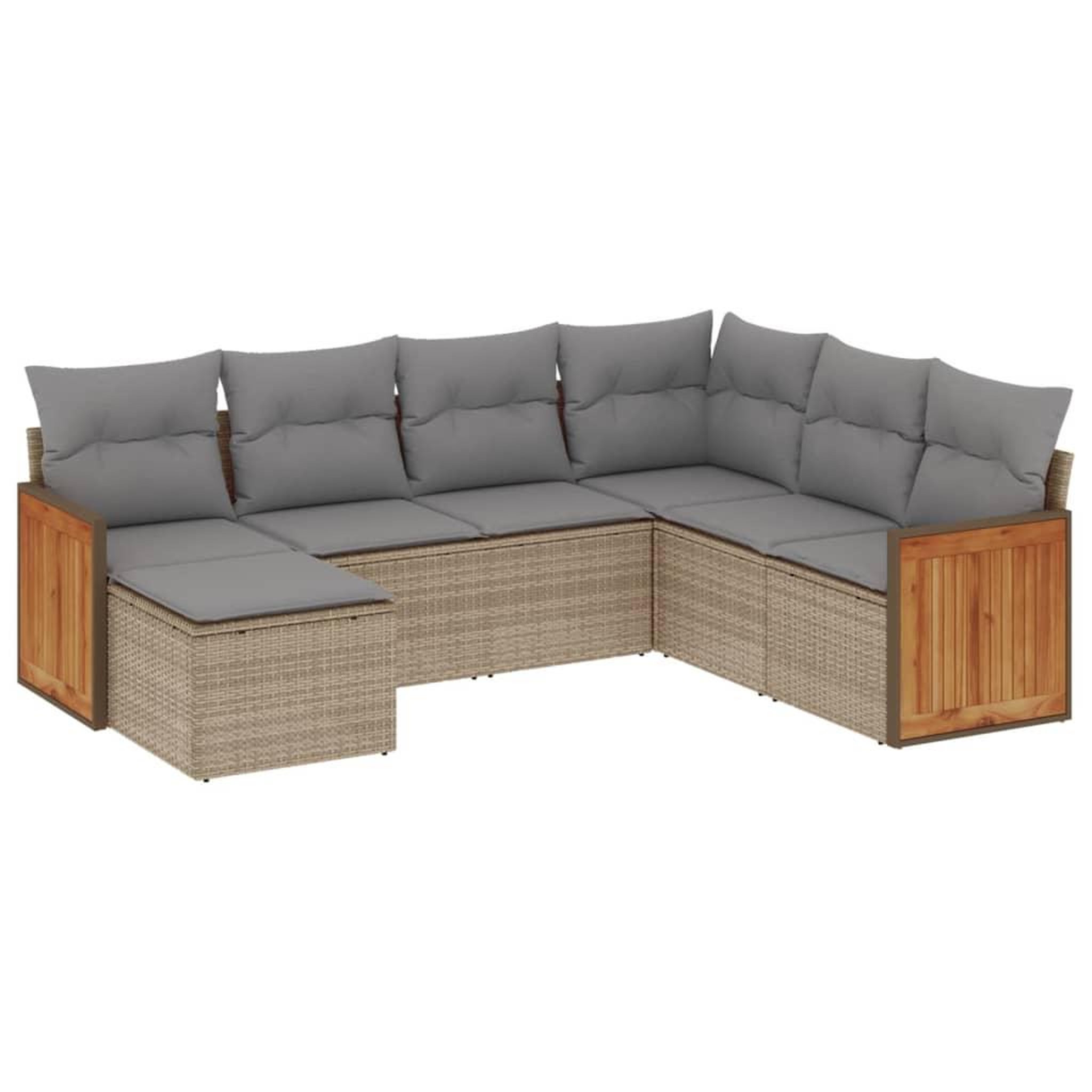 Voir la diapositive 2 : VIDAXL Salon de jardin avec coussins 7 pcs beige resine tressee