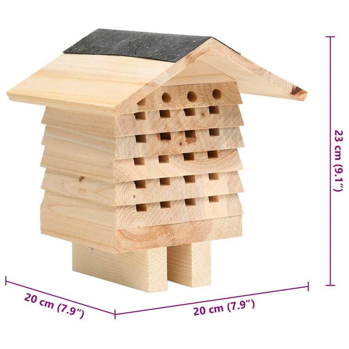 VIDAXL Hotel d'abeilles Bois de sapin massif 22x20x20 cm