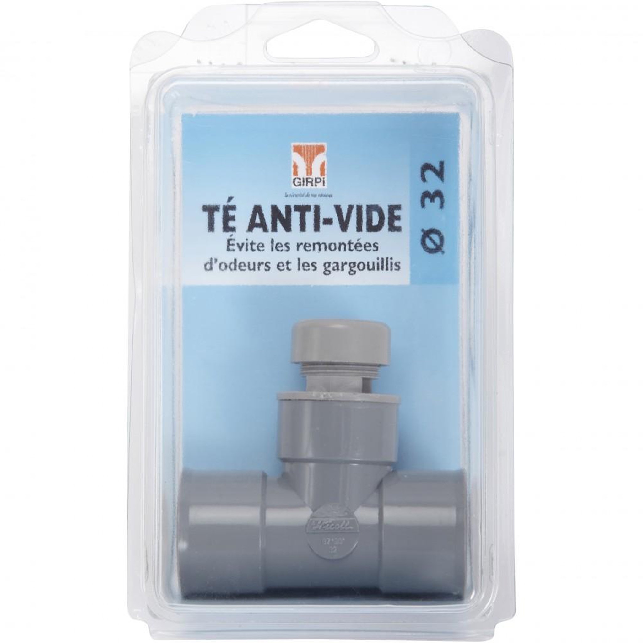 GIRPI Té antivide en pvc à coller, femelle / femelle, D.32