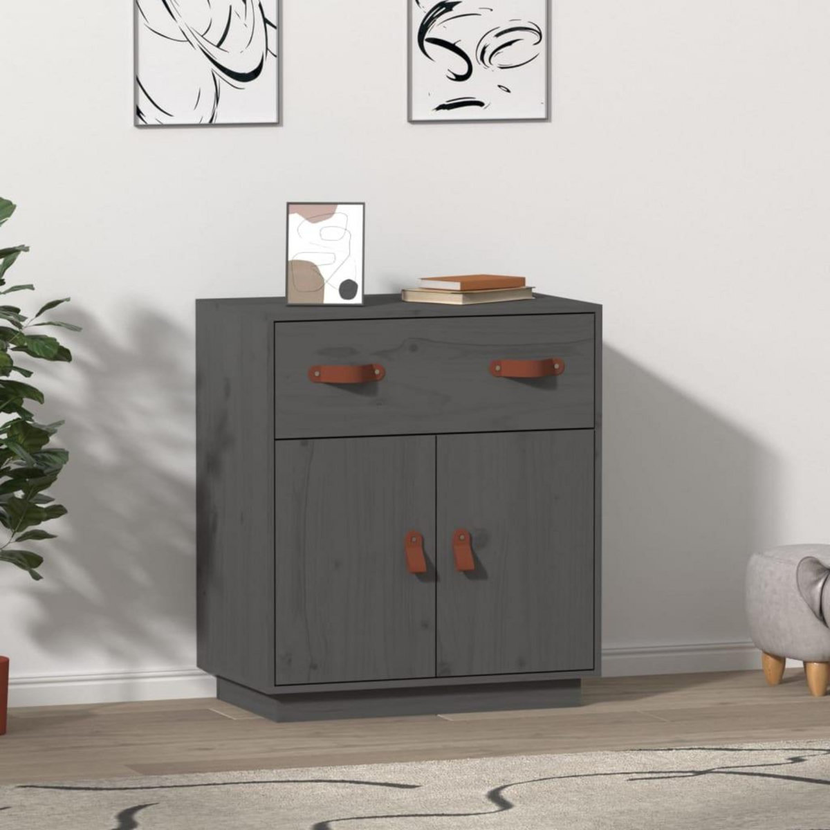 VIDAXL Buffet Gris 65,5x40x75 cm Bois massif de pin