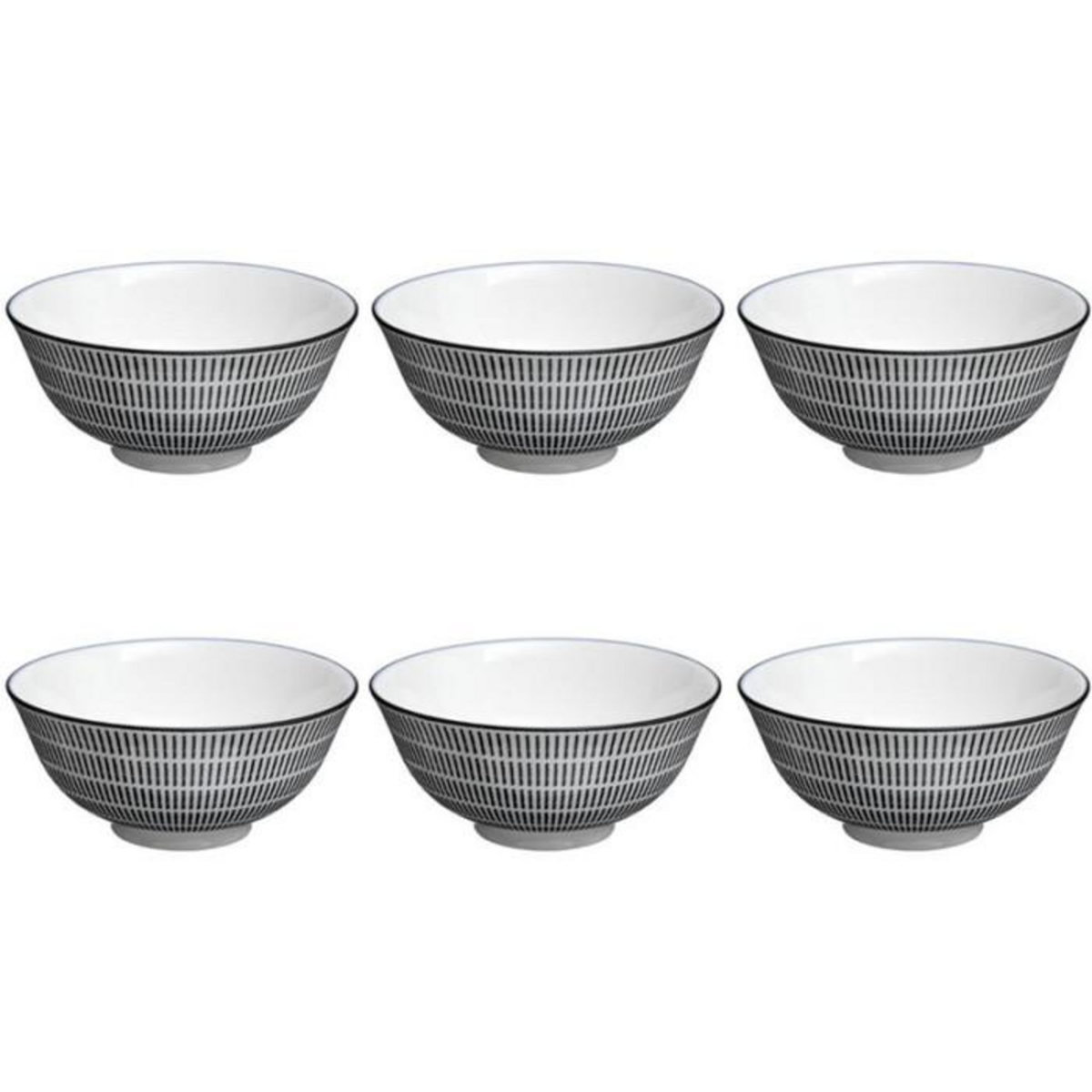SECRET DE GOURMET Lot de 6 Bols Porcelaine  Lunis  15cm Noir