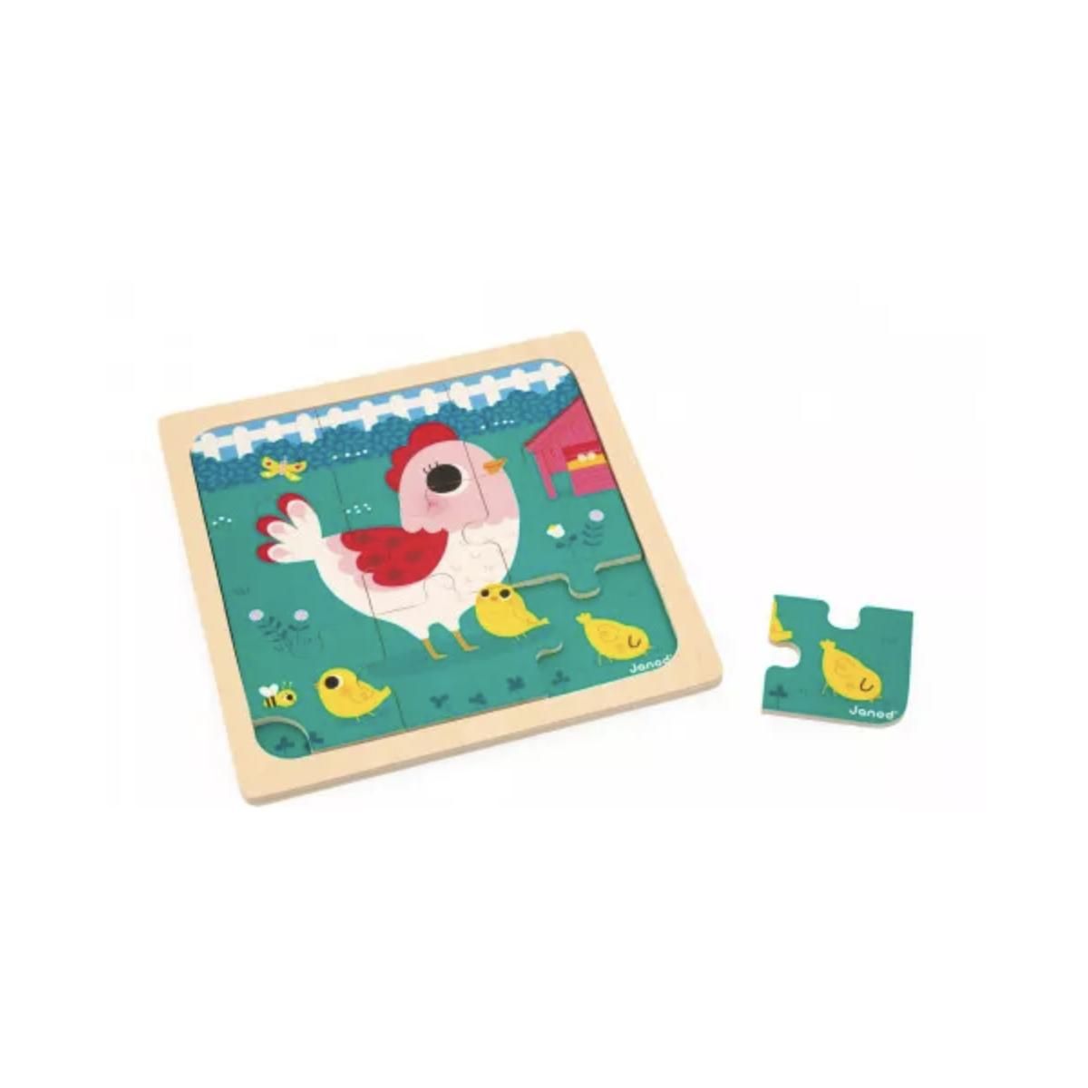 Juratoys-Janod Puzzle trio lapin chat et poule