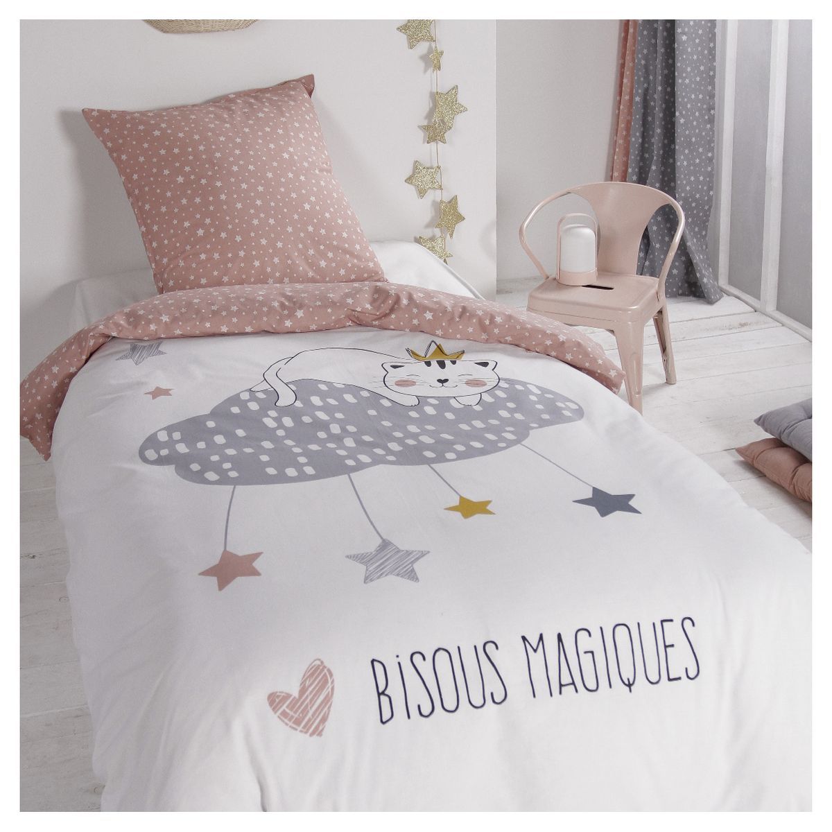 Parure housse de couette fantaisie enfant en coton 57 fils GIRL
