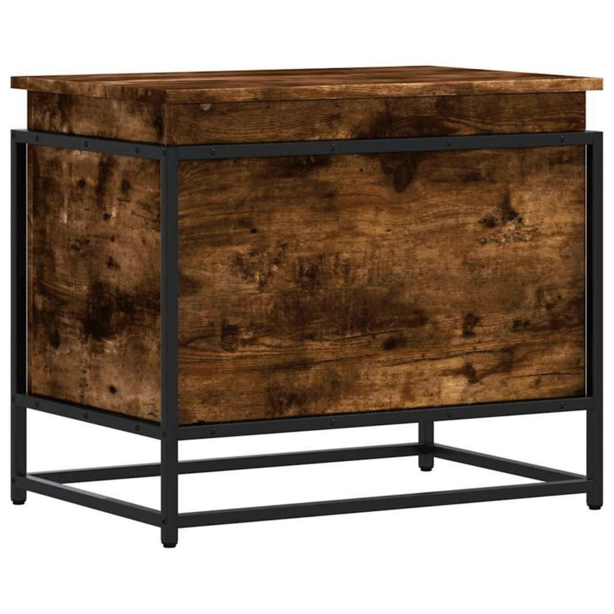 VIDAXL Boîte de rangement avec couvercle chene fume bois d'ingenierie