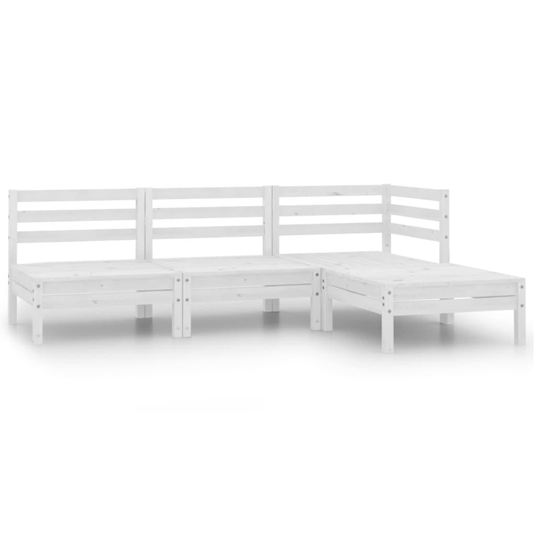 VIDAXL Salon de jardin 4 pcs Bois de pin massif Blanc