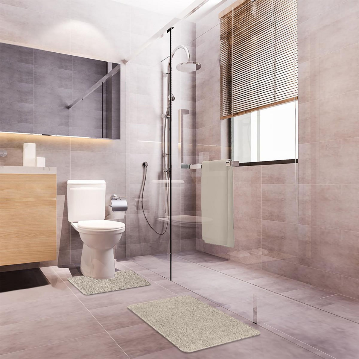 GUY LEVASSEUR Lot de 2 tapis de bain polyester 50x80cm + 50x40cm 50x80cm