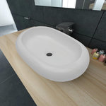 VIDAXL Lavabo en forme ovale Ceramique 63 x 42 cm Blanc