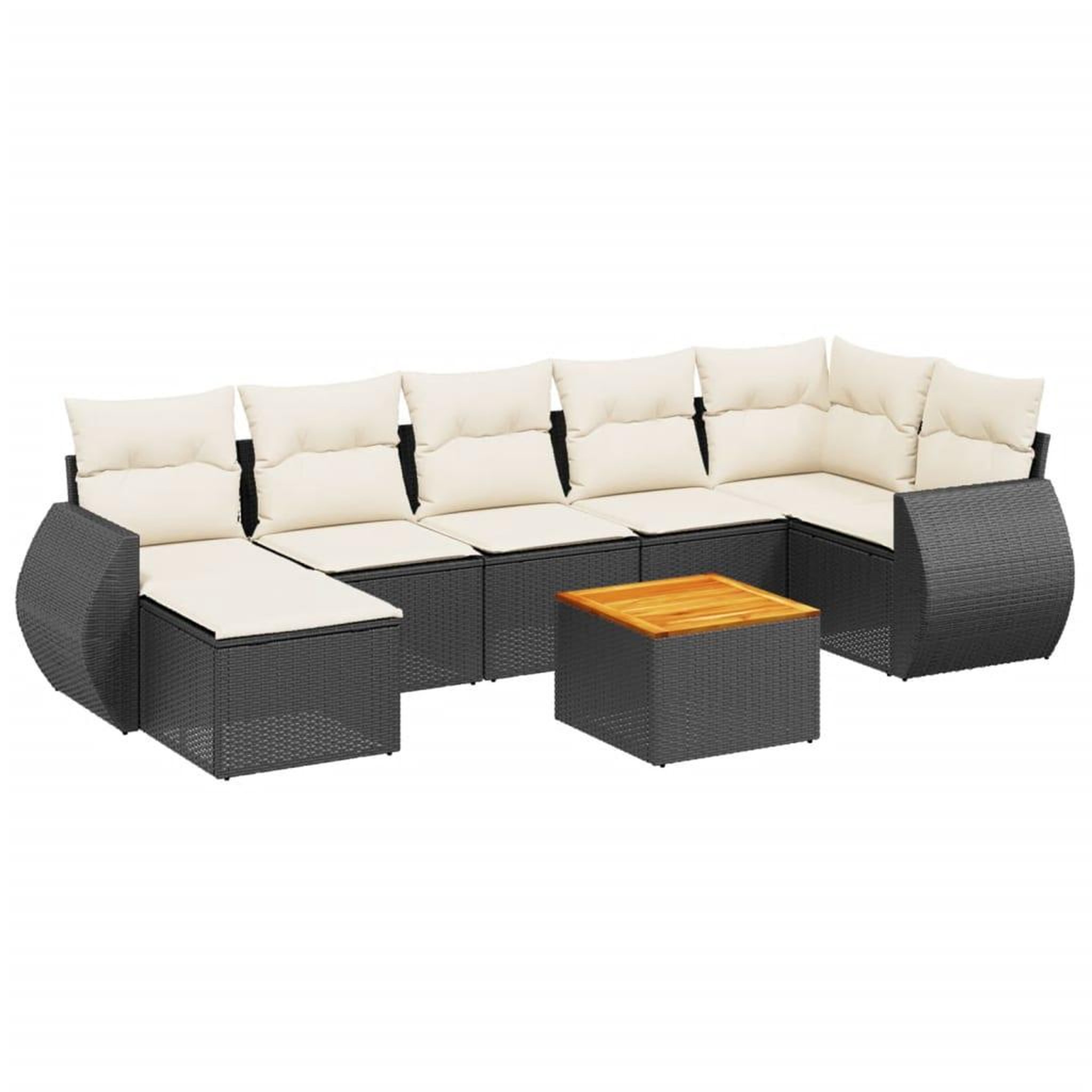 Voir la diapositive 2 : VIDAXL Salon de jardin 8 pcs avec coussins noir resine tressee