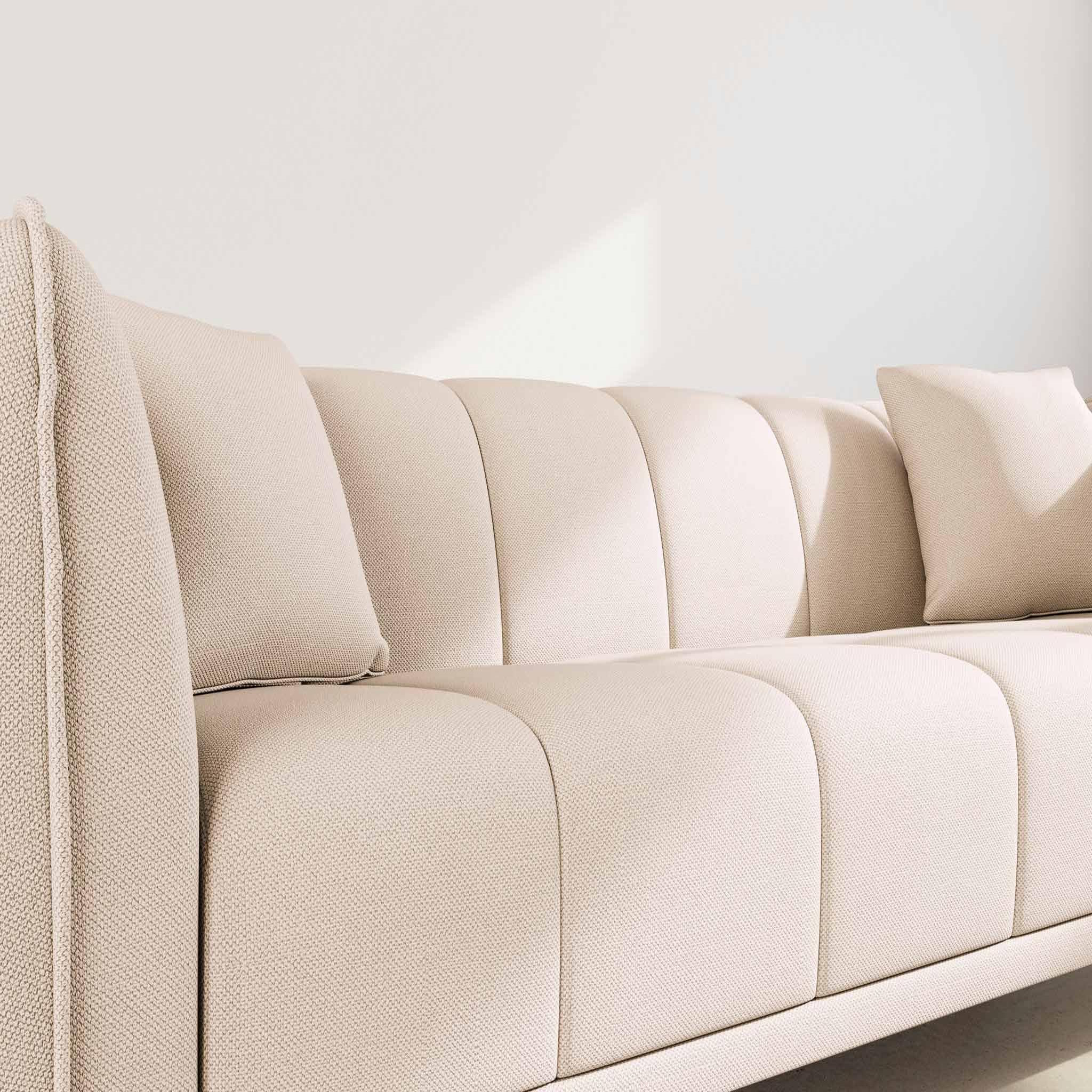 Voir la diapositive 5 : BEST MOBILIER Arsene - canapé droit 3 places en velours texturé
