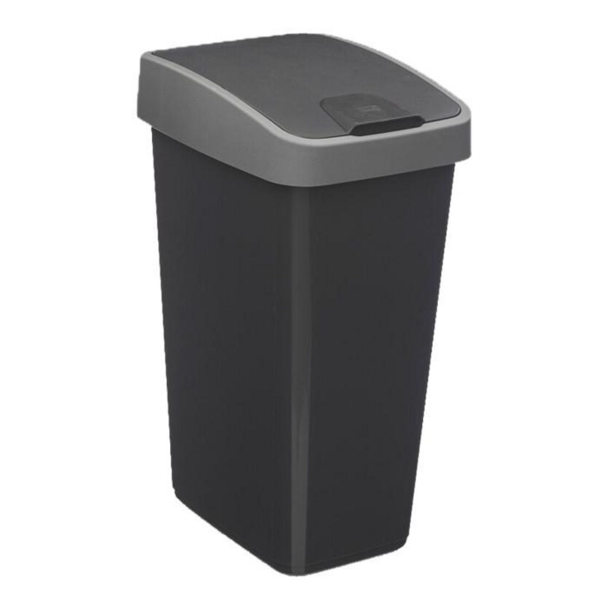 FIVE Poubelle de Cuisine  2 Ouvertures  25L Gris & Noir