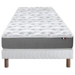 IDLITERIE Ensemble matelas mousse réversible STRATUS et sommier - confort français. Coloris disponibles : Bleu, Vert, Blanc, Noir, Gris
