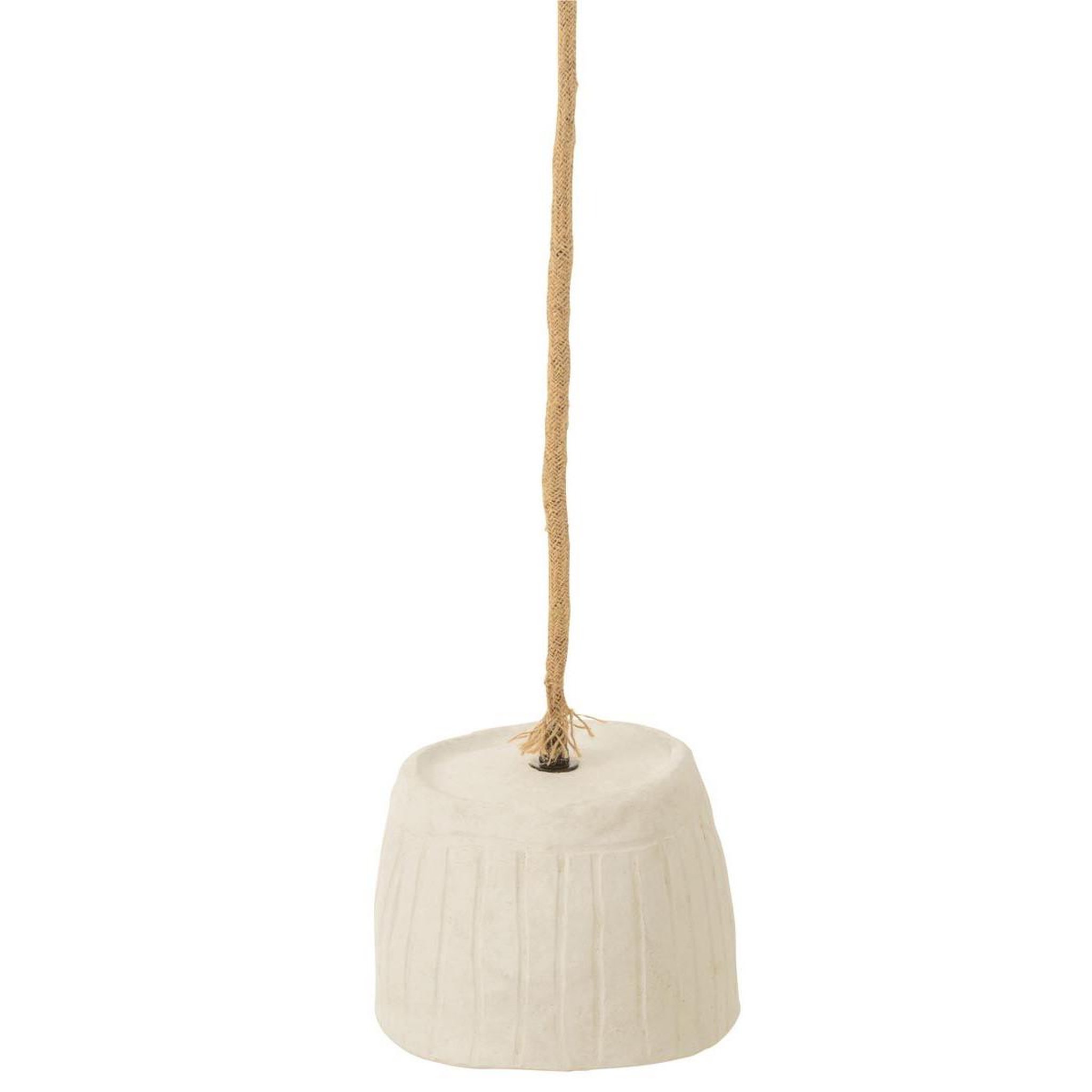Voir la diapositive 3 : J-LINE Lampe Suspension Papier Mâché  Bali  20cm Blanc