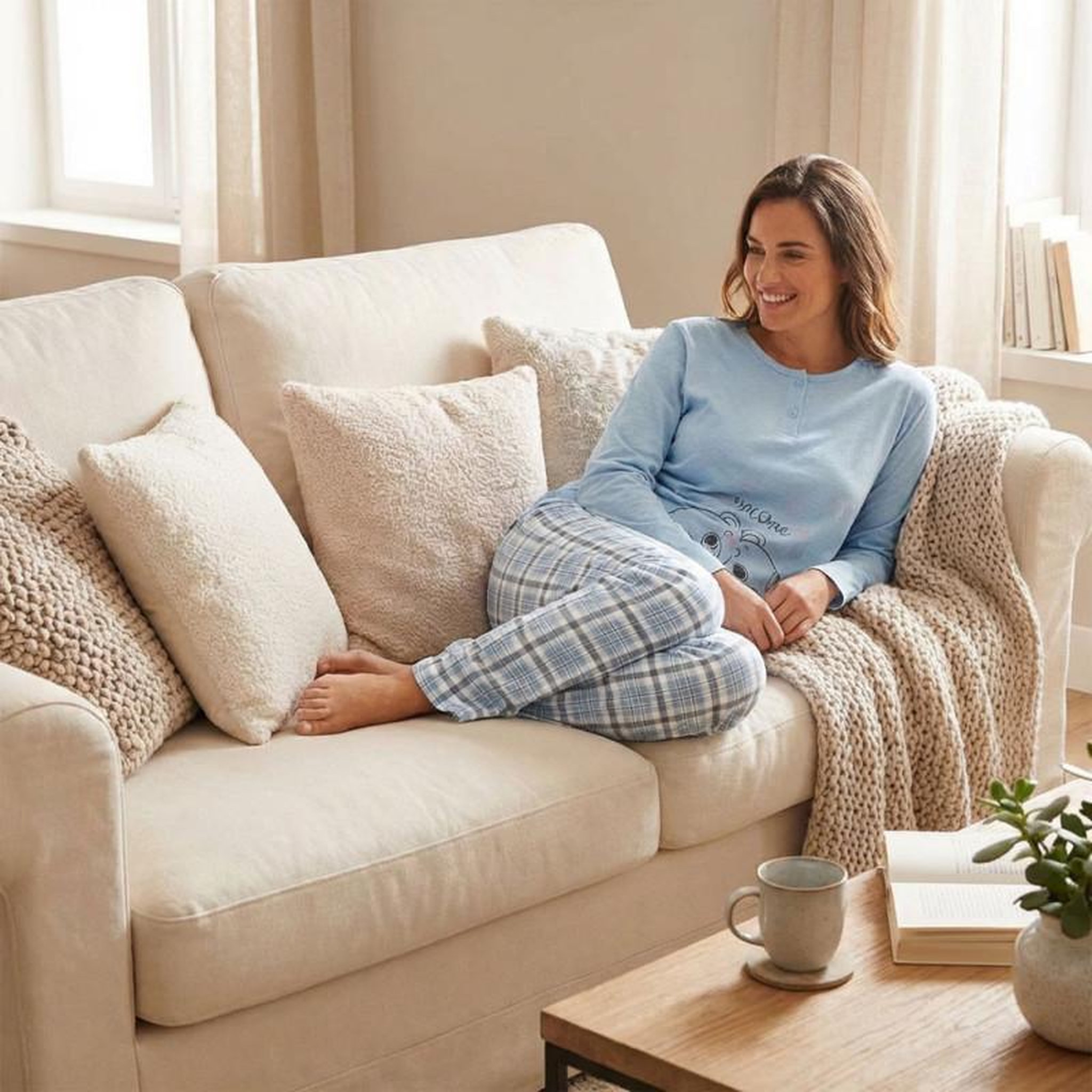 Voir la diapositive 4 : OZABI OZABI Ensemble Pyjama Long Femme Haut Manches Longues