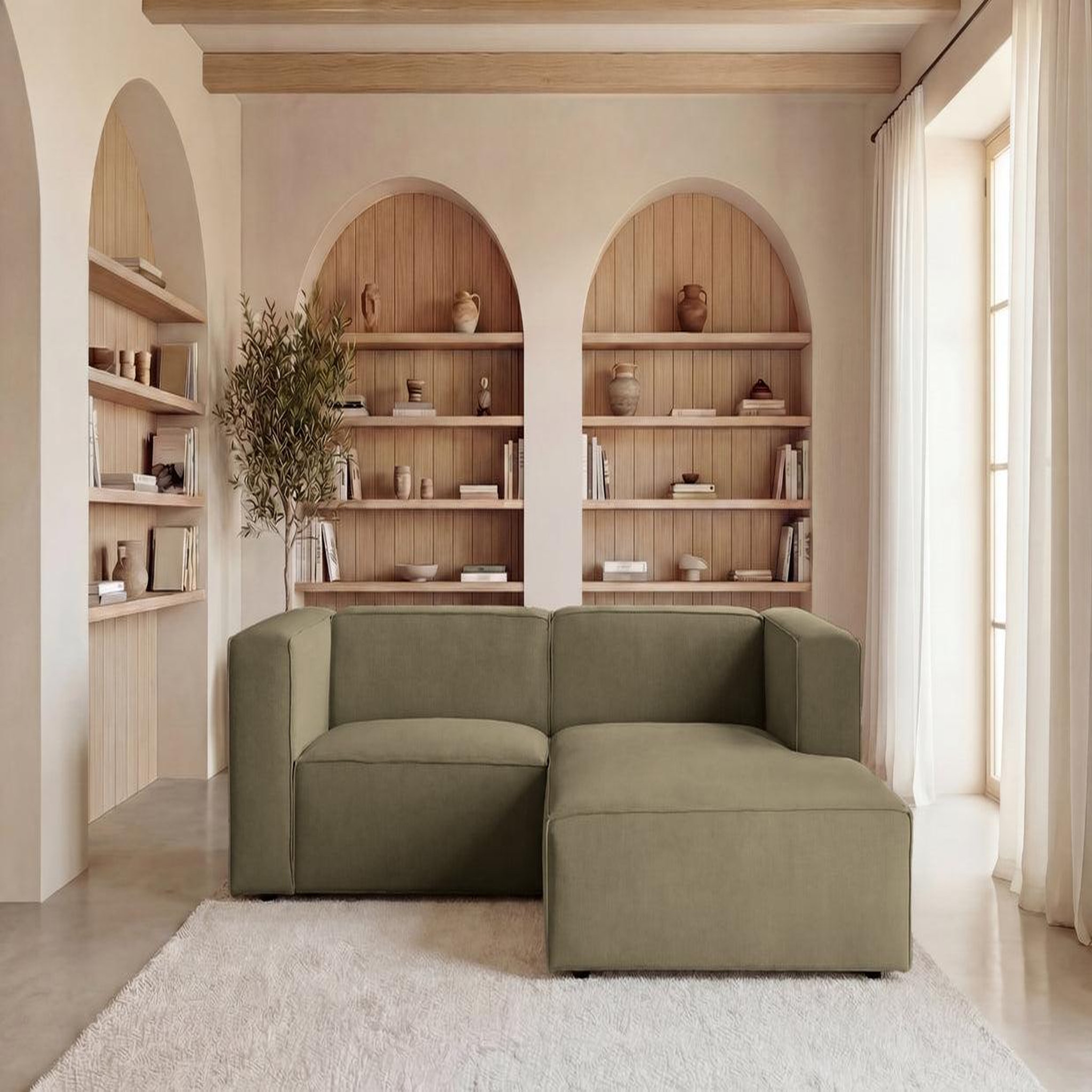 Voir la diapositive 3 : CASANOVA PARIS Basil - canapé d'angle tissu lisse 4 places