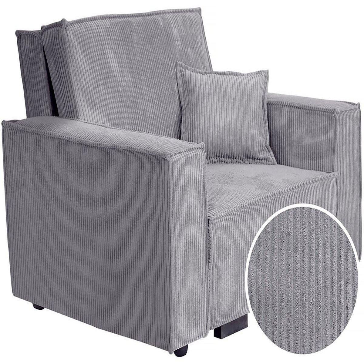 Habitat et Jardin Fauteuil convertible en velours côtelé  Clivia  - Gris
