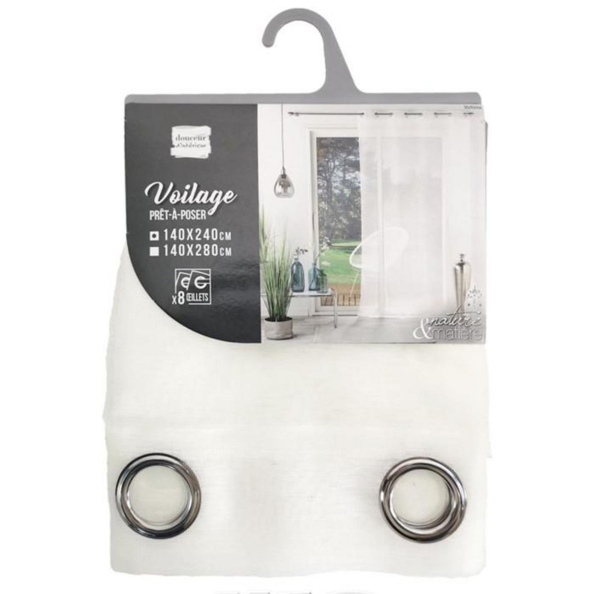 Paris Prix Rideau Voilage à Œillets  Voilizea  140x240cm Blanc