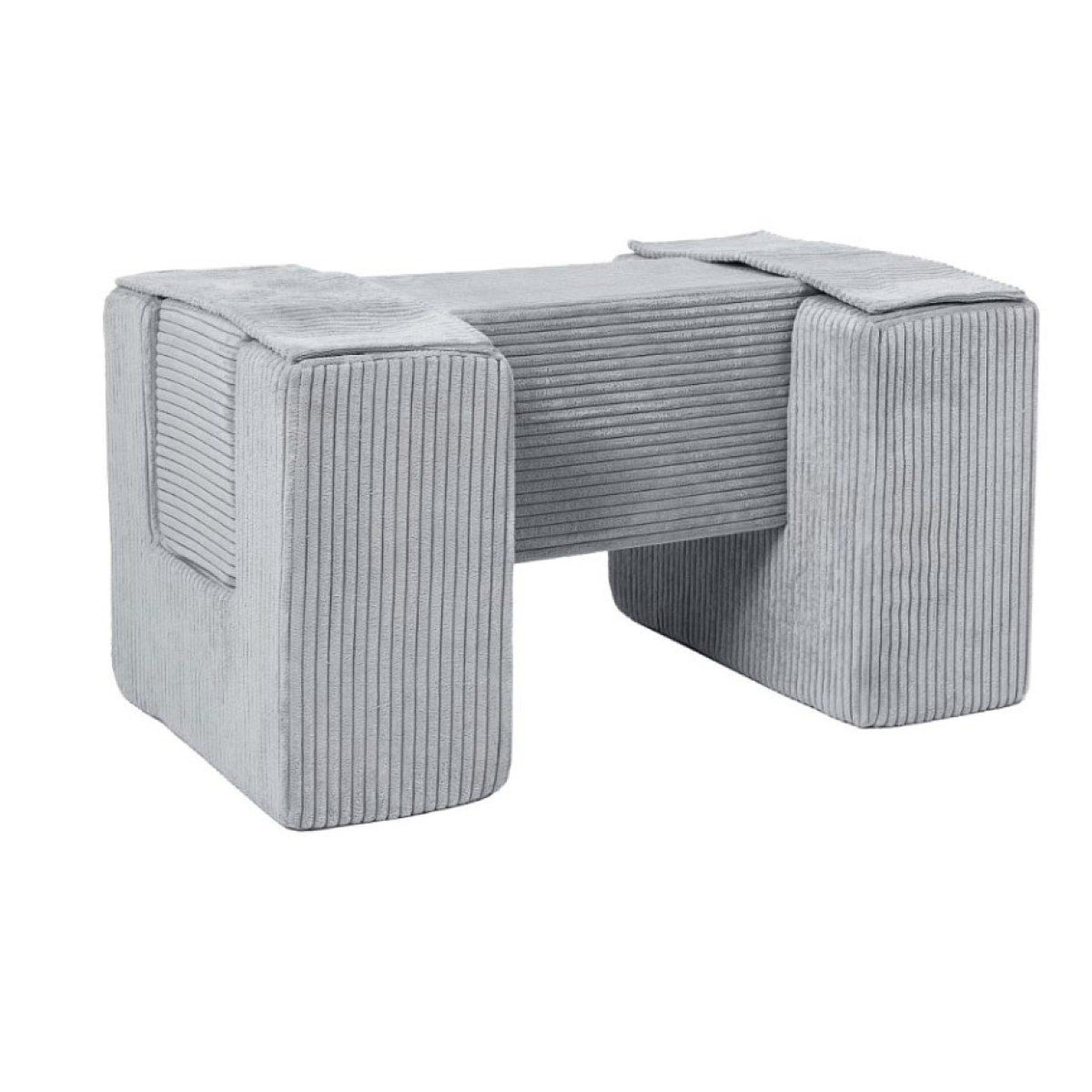 VELINDA 3 blocs en mousse gris velours côtelé