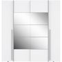 Voir la diapositive 3 : MARKET24 Armoire NARAGO - Décor Blanc mat - 2 portes coulissantes + miroir + 2 portes battantes + 2 penderies - L200 x P61 x H210 cm