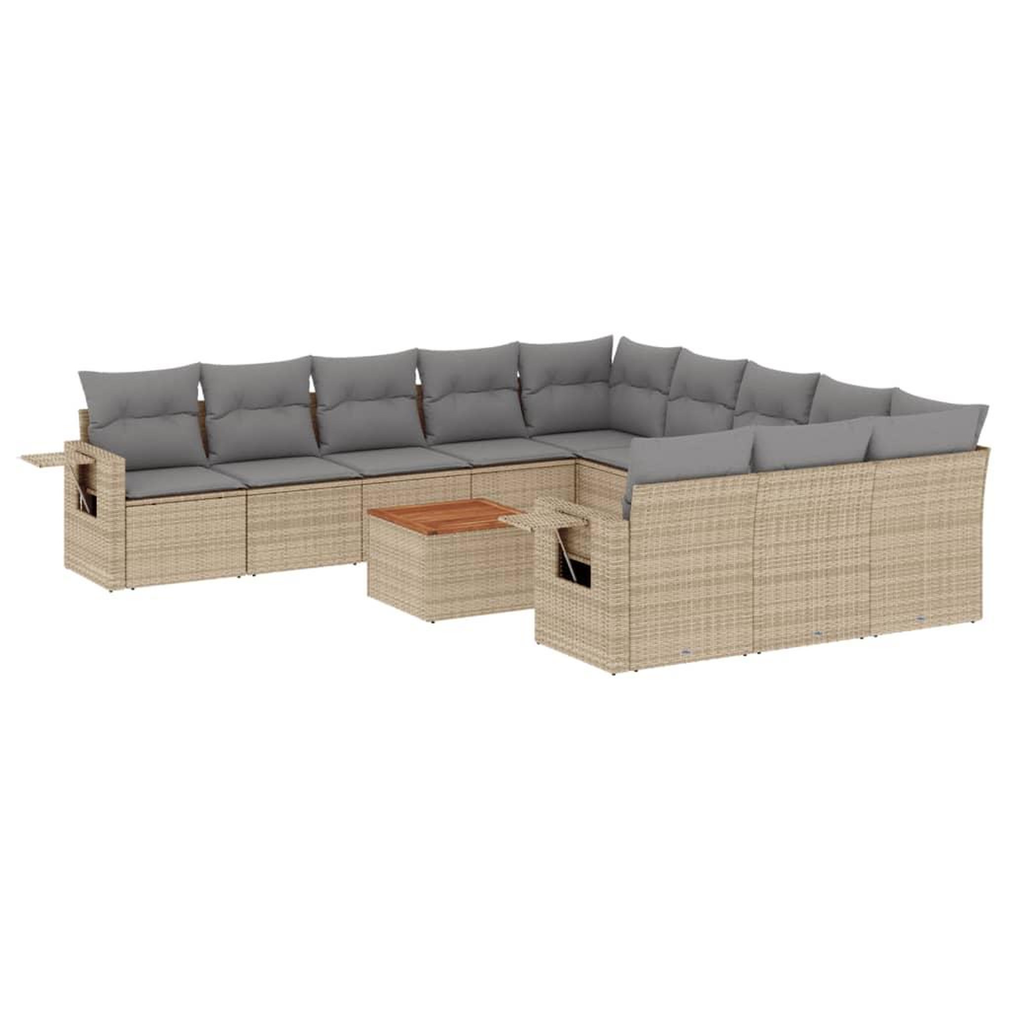 Voir la diapositive 2 : VIDAXL Salon de jardin et coussins 12 pcs melange beige resine tressee