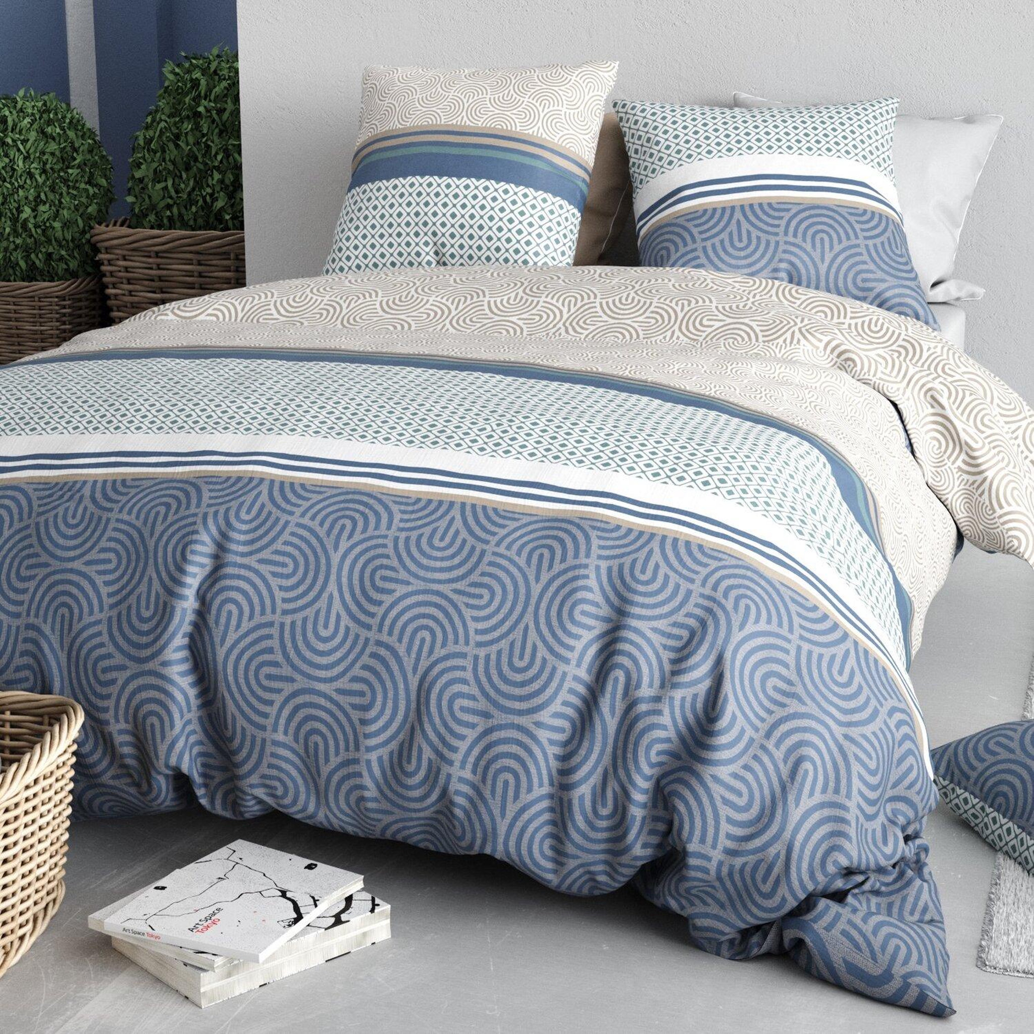 Voir la diapositive 2 : ATELIER DU COTON Parure housse de couette 100% coton 57fils canopee