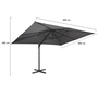 Voir la diapositive 6 : ID MARKET Parasol déporté inclinable rotatif 360 CALVI gris 3x4 M avec housse
