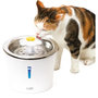 Voir la diapositive 2 : MARKET24 Fontaine a eau pour chat a fleur - CATIT - Flower - 3L - Dessus en acier inoxydable - Avec LED - Blanc