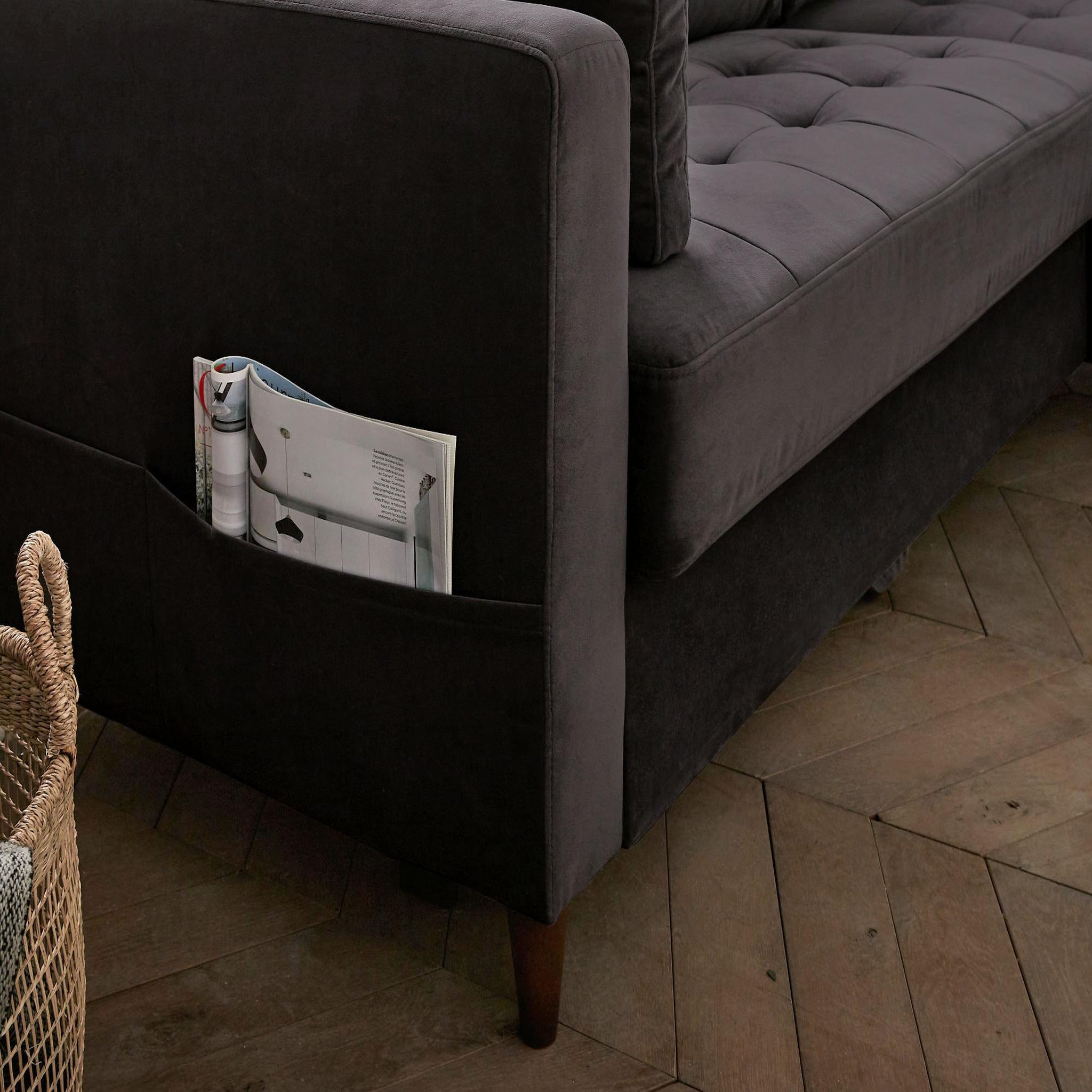 Voir la diapositive 5 : BEST MOBILIER Anna - canapé d'angle droit - 4 places - convertible avec coffre - en velours