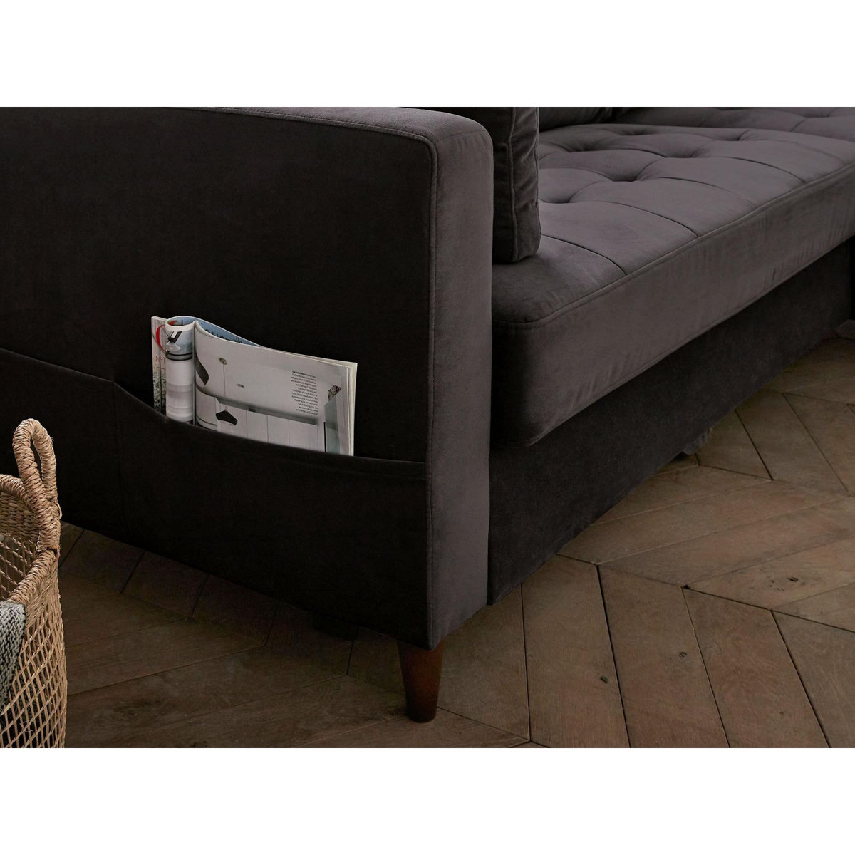 LISA DESIGN Anna - canapé d'angle droit - 4 places - convertible avec coffre - en velours