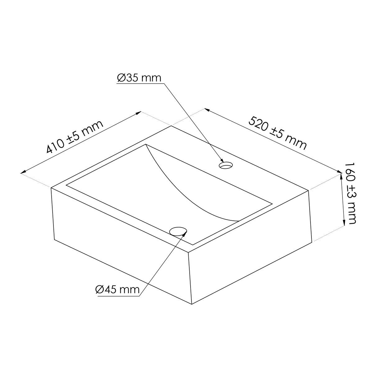 ONDEE CUBIC Vasque 52x41cm BLANC