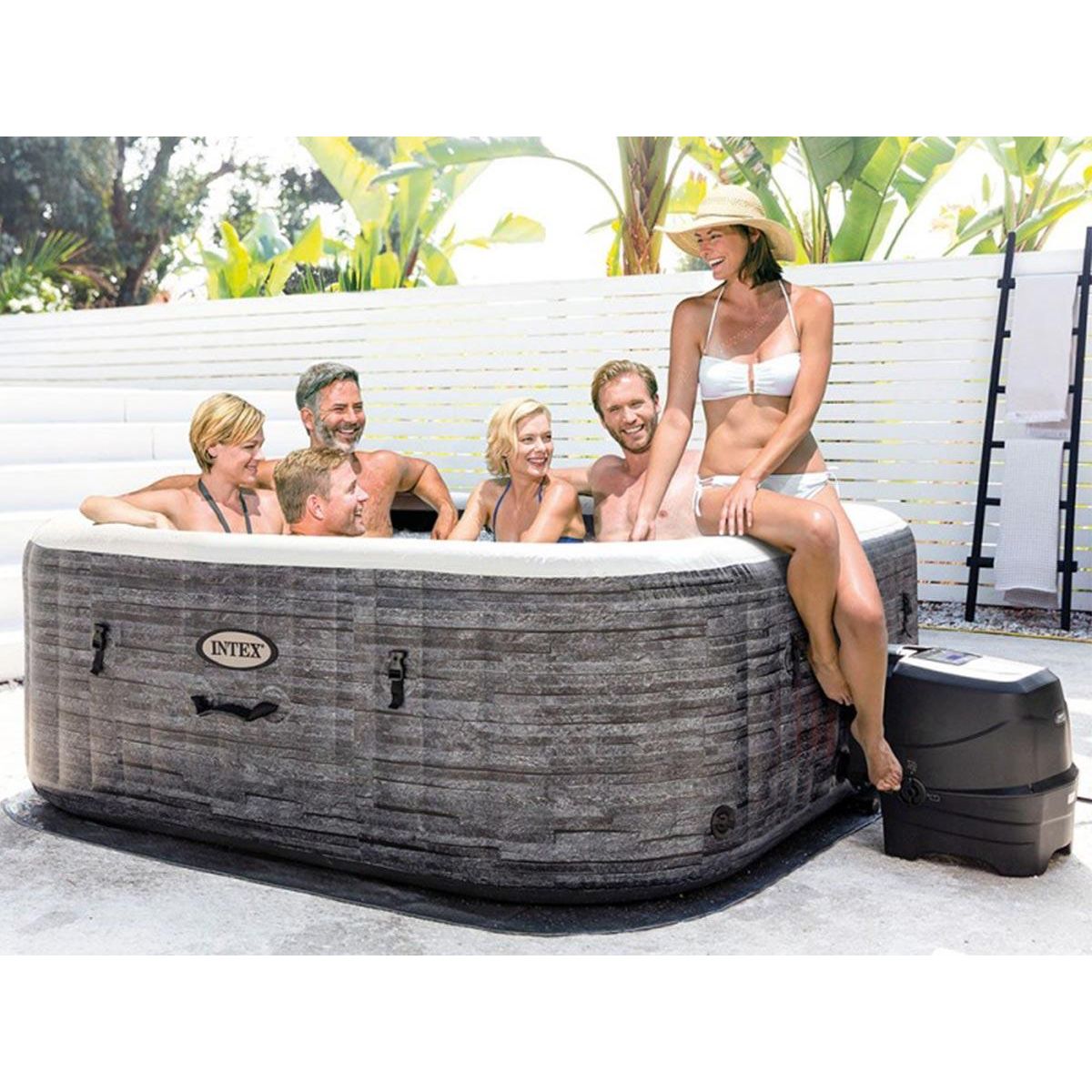 INTEX Spa gonflable PureSpa Ardoise carré Bulles 6 places - Intex