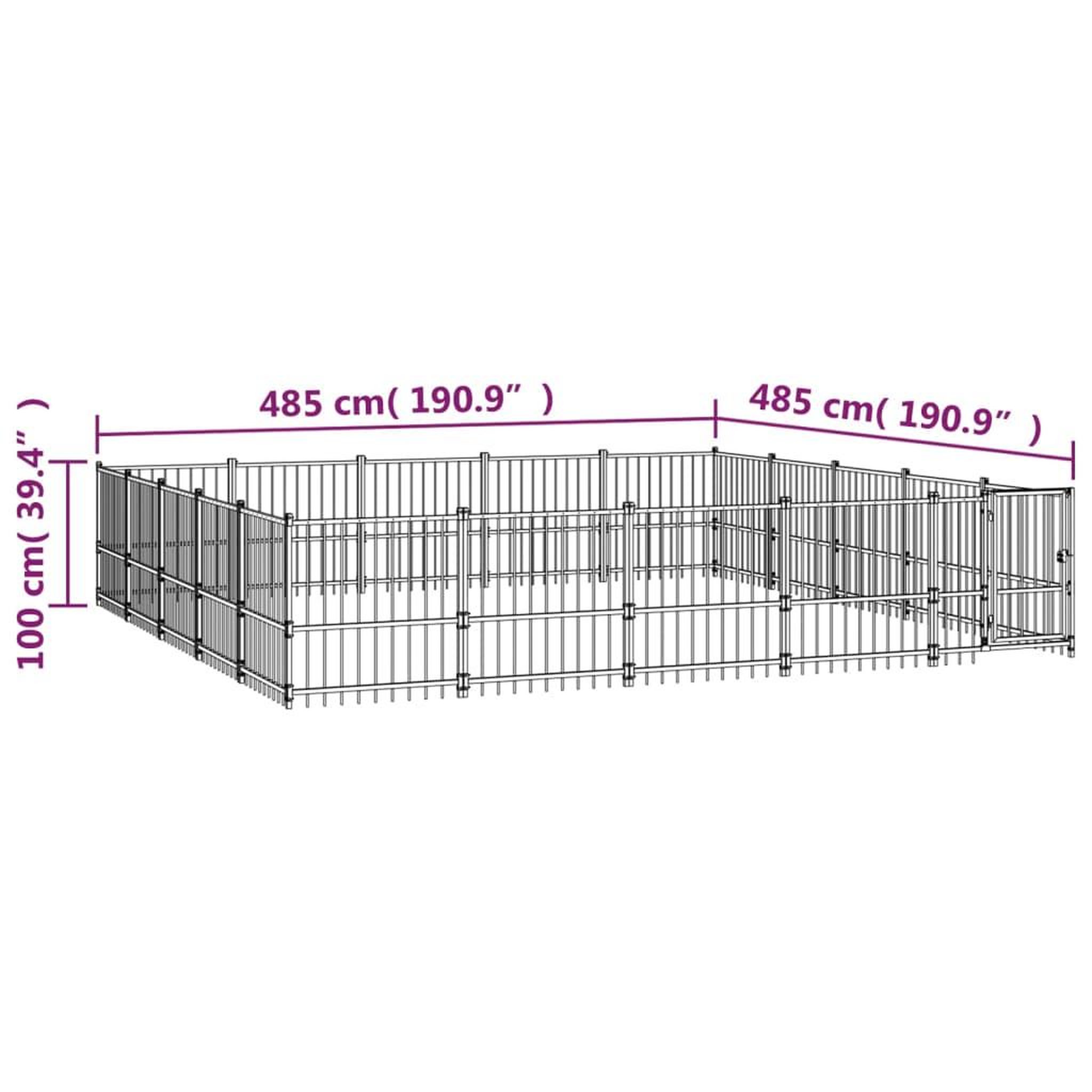 Voir la diapositive 6 : VIDAXL Chenil d'exterieur pour chiens Acier 23,52 m²