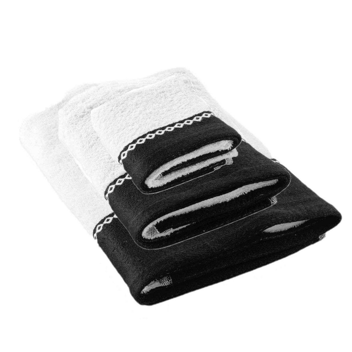 Douceur d'Intérieur Parure de bain 3 pièces (1 drap de douche, 1 serviette de toilette, 1 serviette invité) SARASO