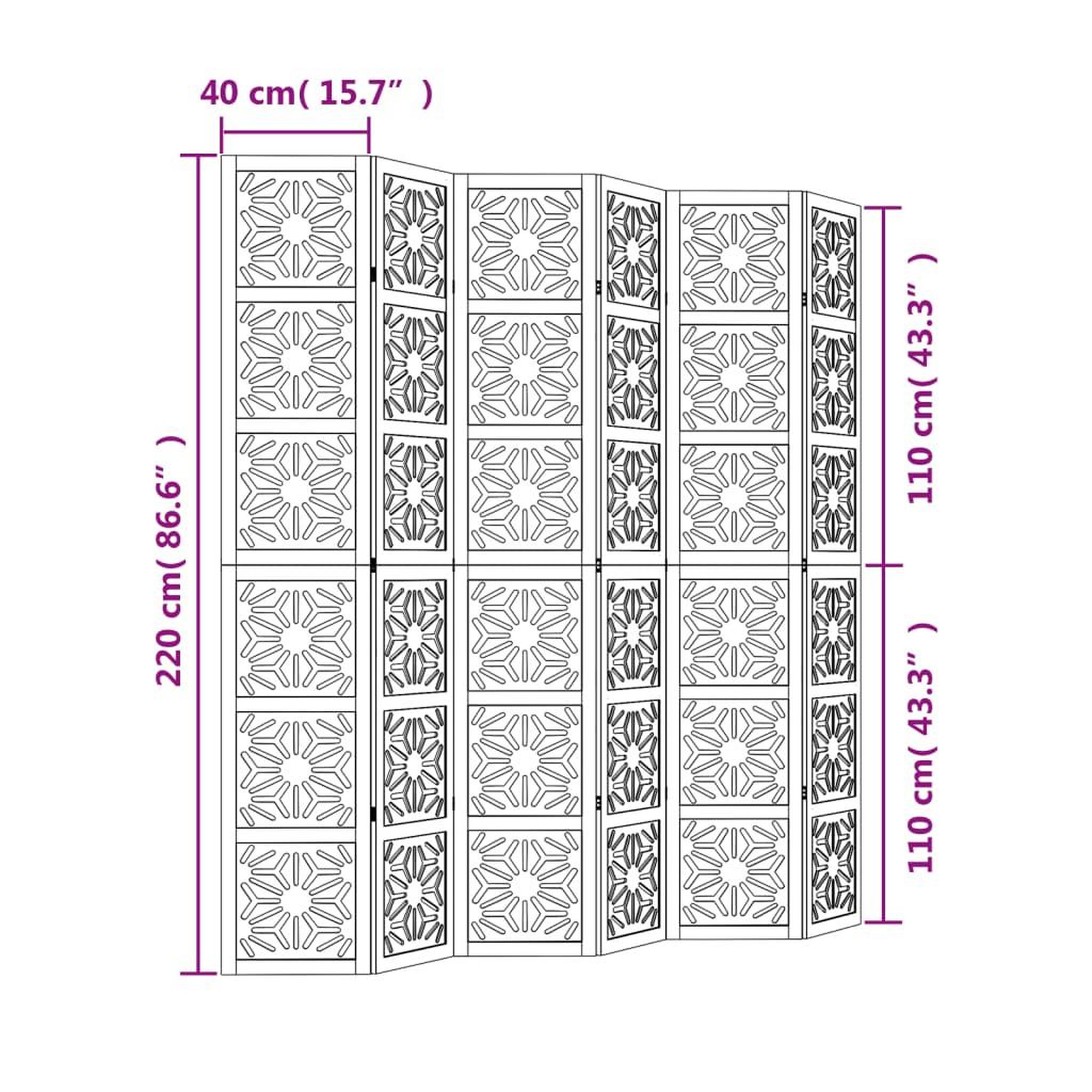 Voir la diapositive 6 : VIDAXL Cloison de separation 6 panneaux marron noir paulownia massif