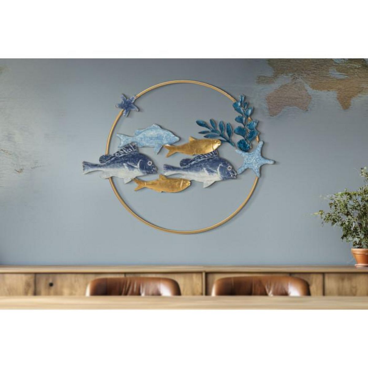 Paris Prix Décoration Murale Ronde en Métal  Marine  77cm Multicolore