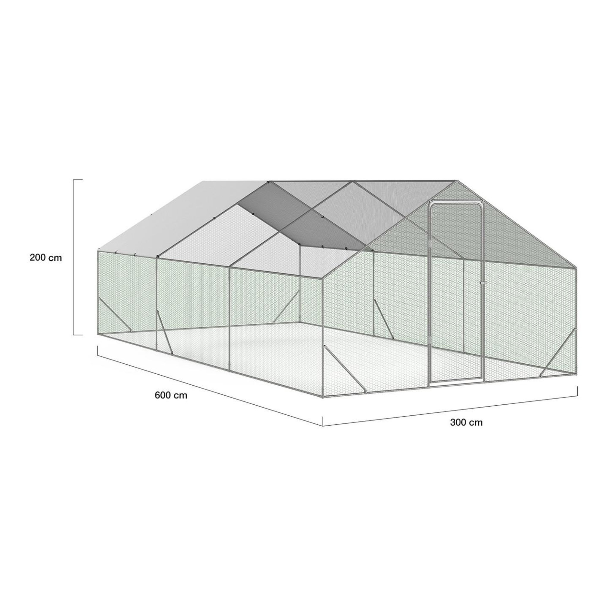 Voir la diapositive 6 : ID MARKET Enclos poulailler 18 m² parc grillagé 6x3 m acier galvanisé