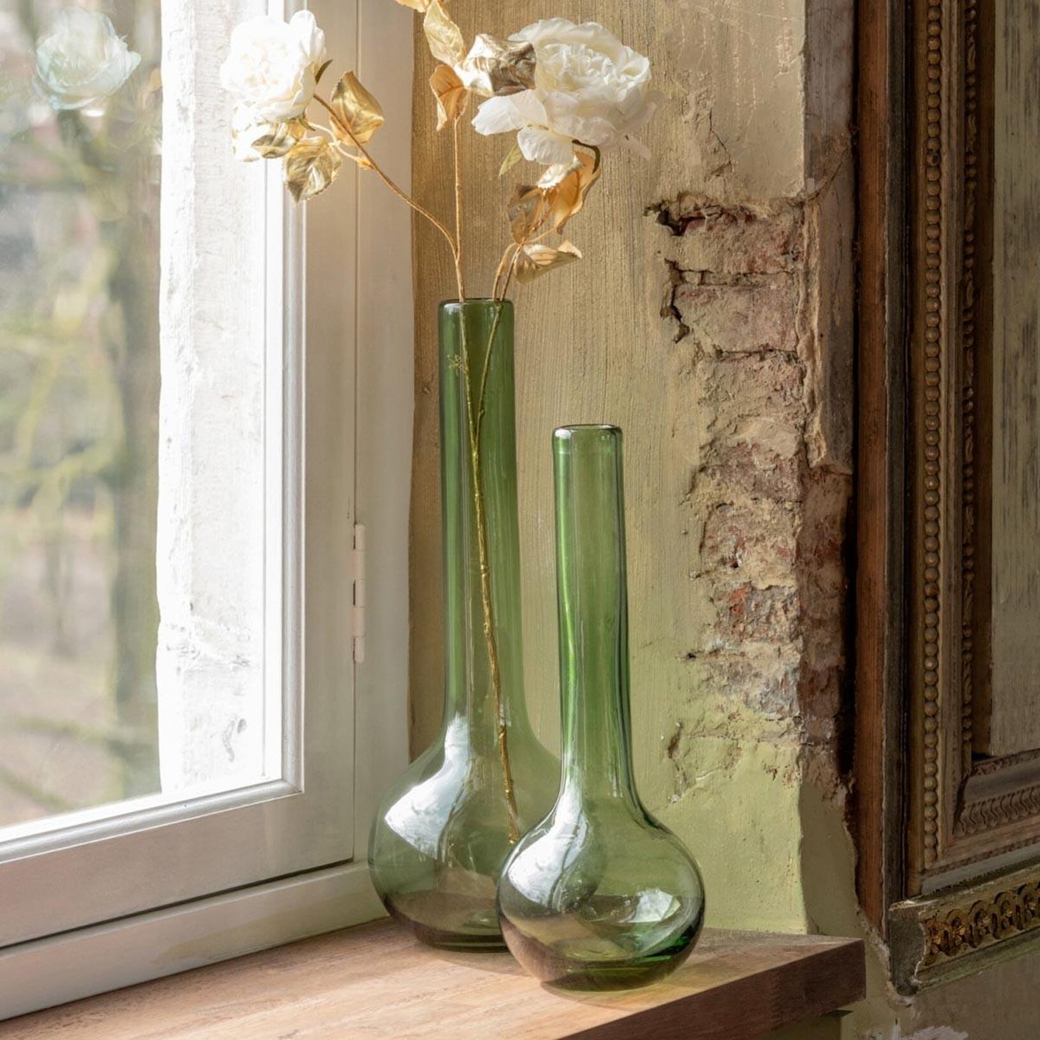 Voir la diapositive 3 : J-LINE Vase soliflore en verre  kyoto  38cm vert