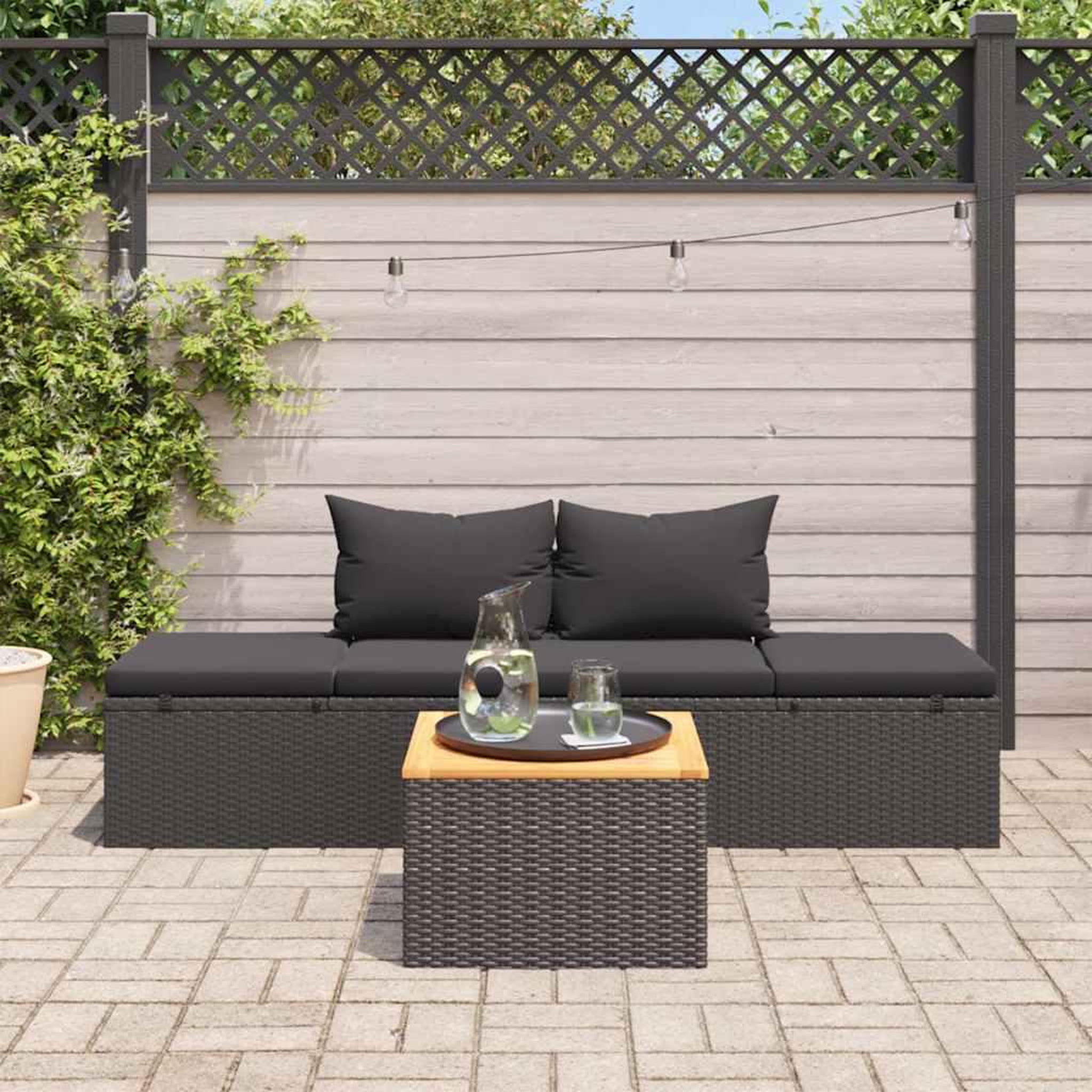 Voir la diapositive 3 : VIDAXL Chaise longue avec coussins resine tressee noir
