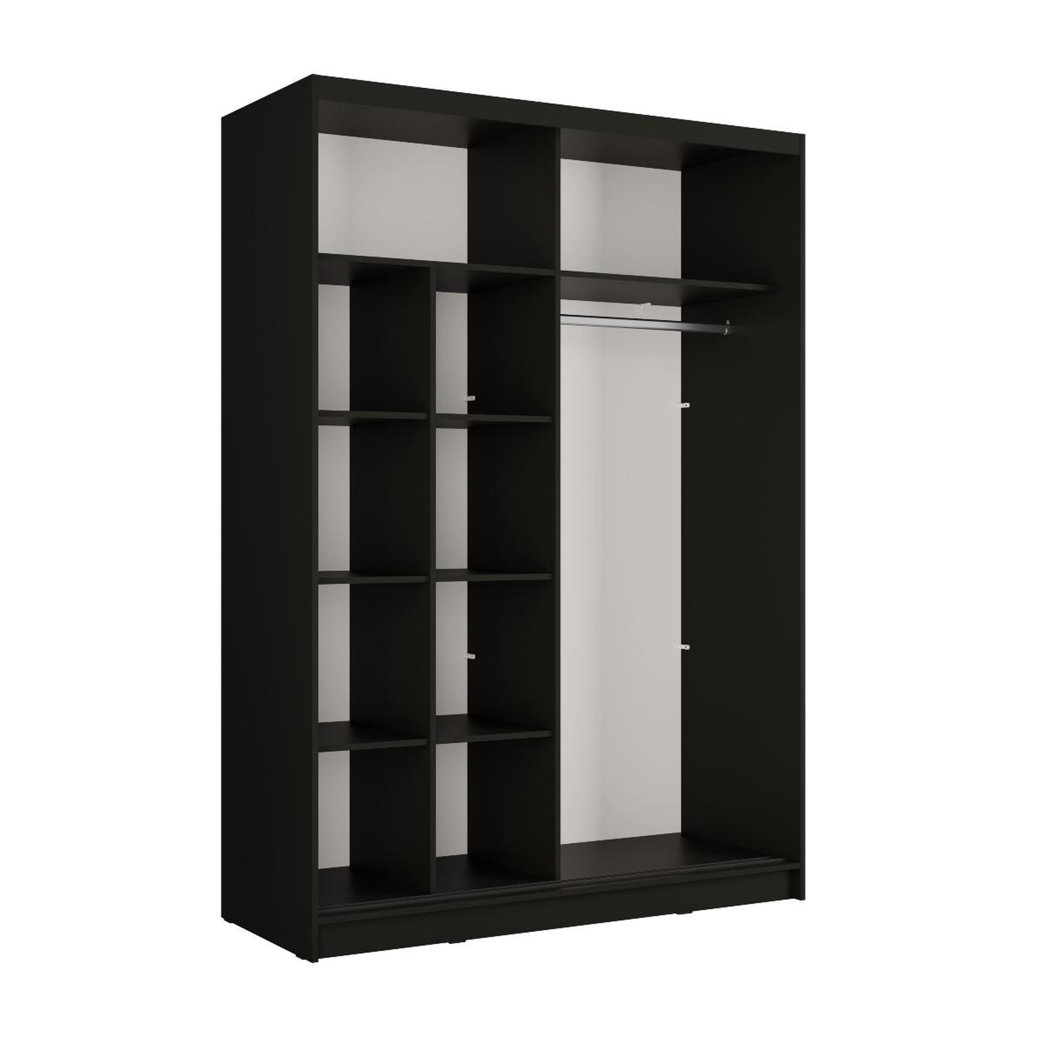 Voir la diapositive 3 : JLC KREATION Armoire dressing moderne noir et bois 155cm celia