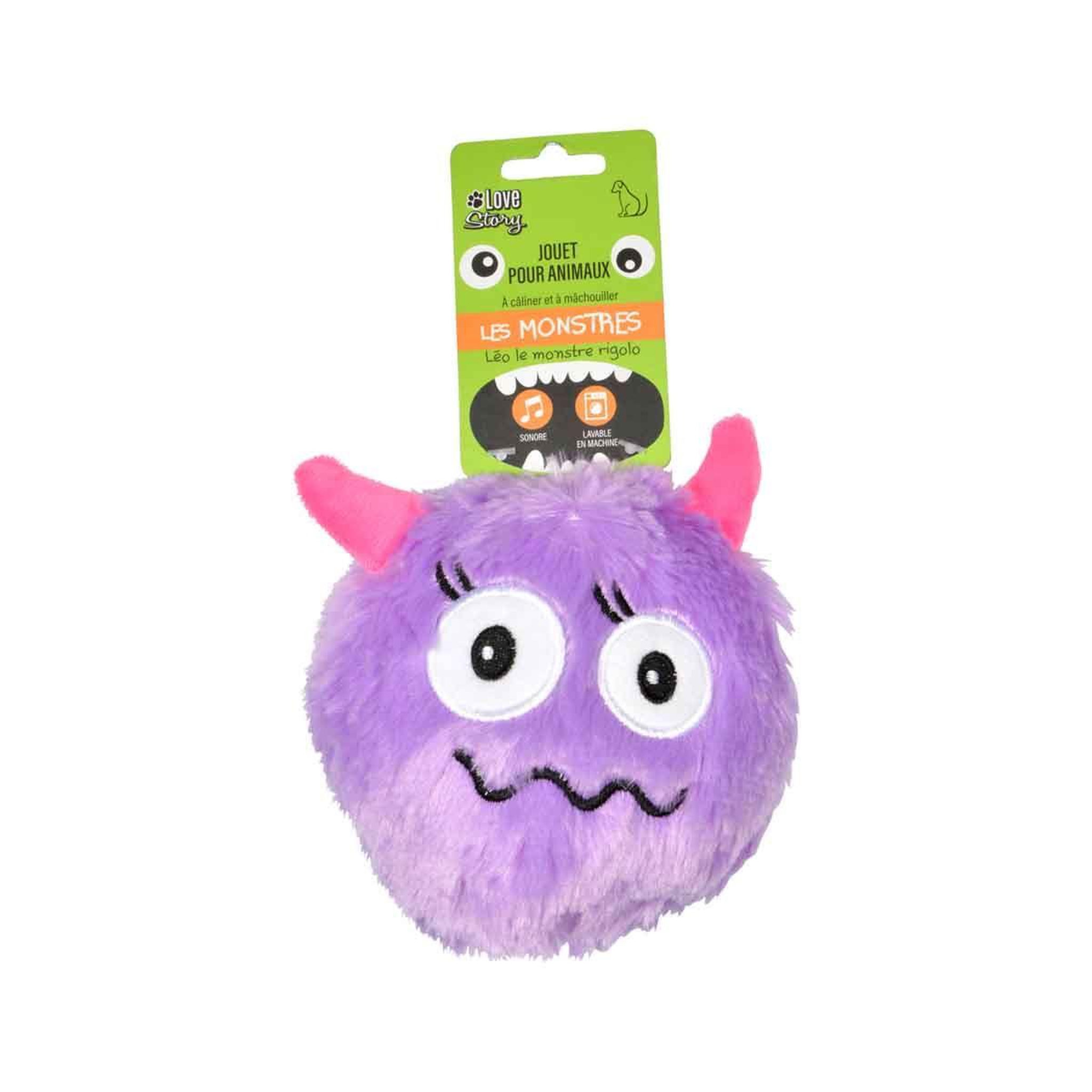 Voir la diapositive 4 : LOVE STORY Jouet pour chien  léo le monstre  14cm violet