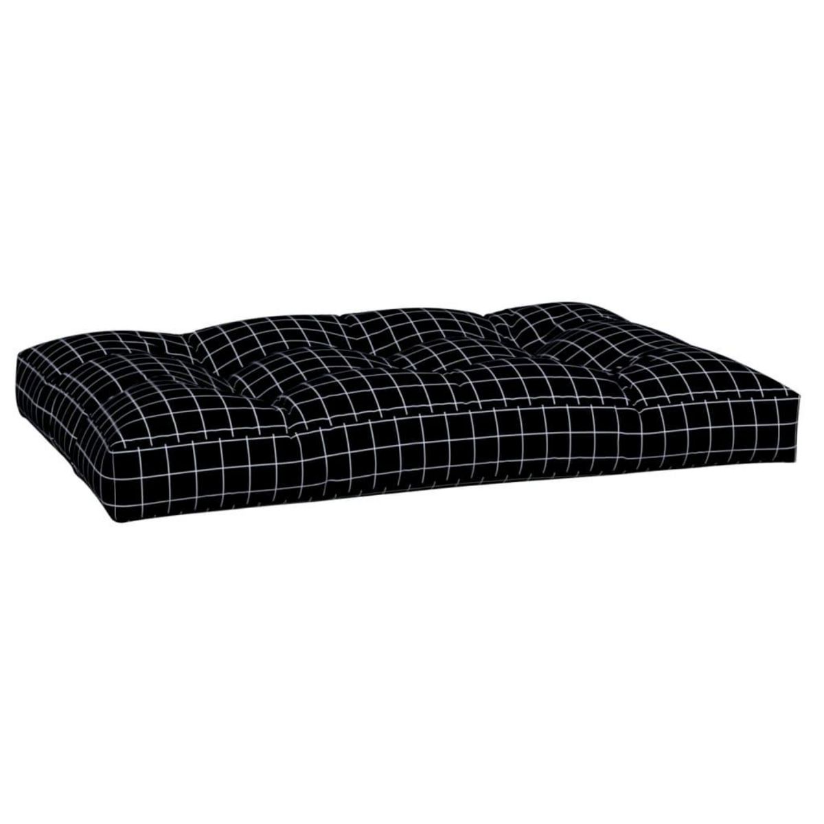 VIDAXL Coussin de palette motif a carreaux noir 120x80x12 cm tissu