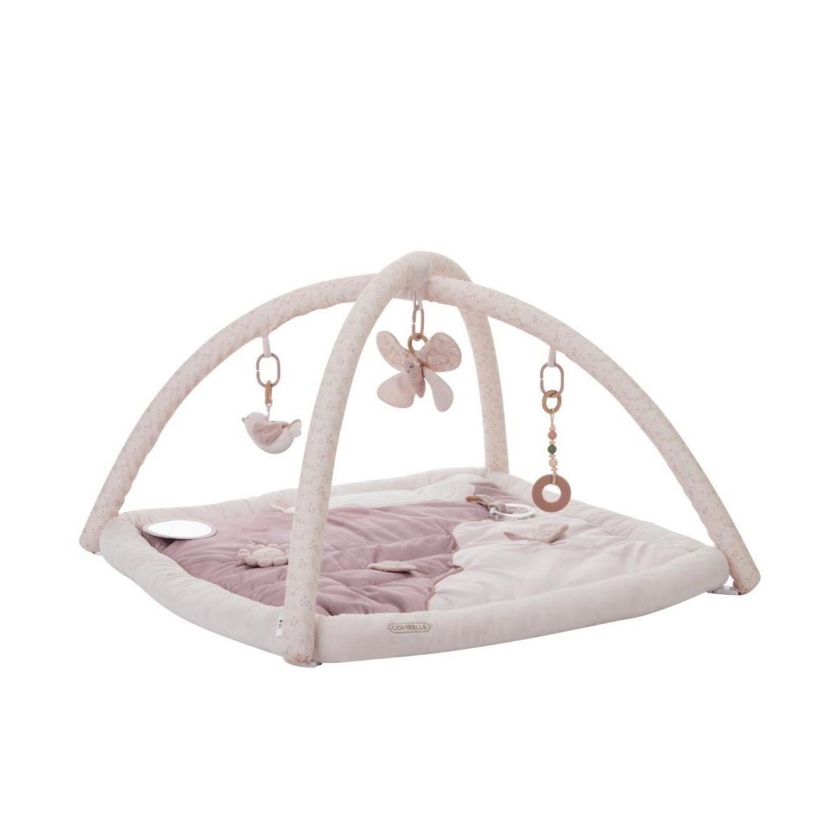 COMBELLE Tapis d'éveil ouatiné soft boa avec arche de jeux rose