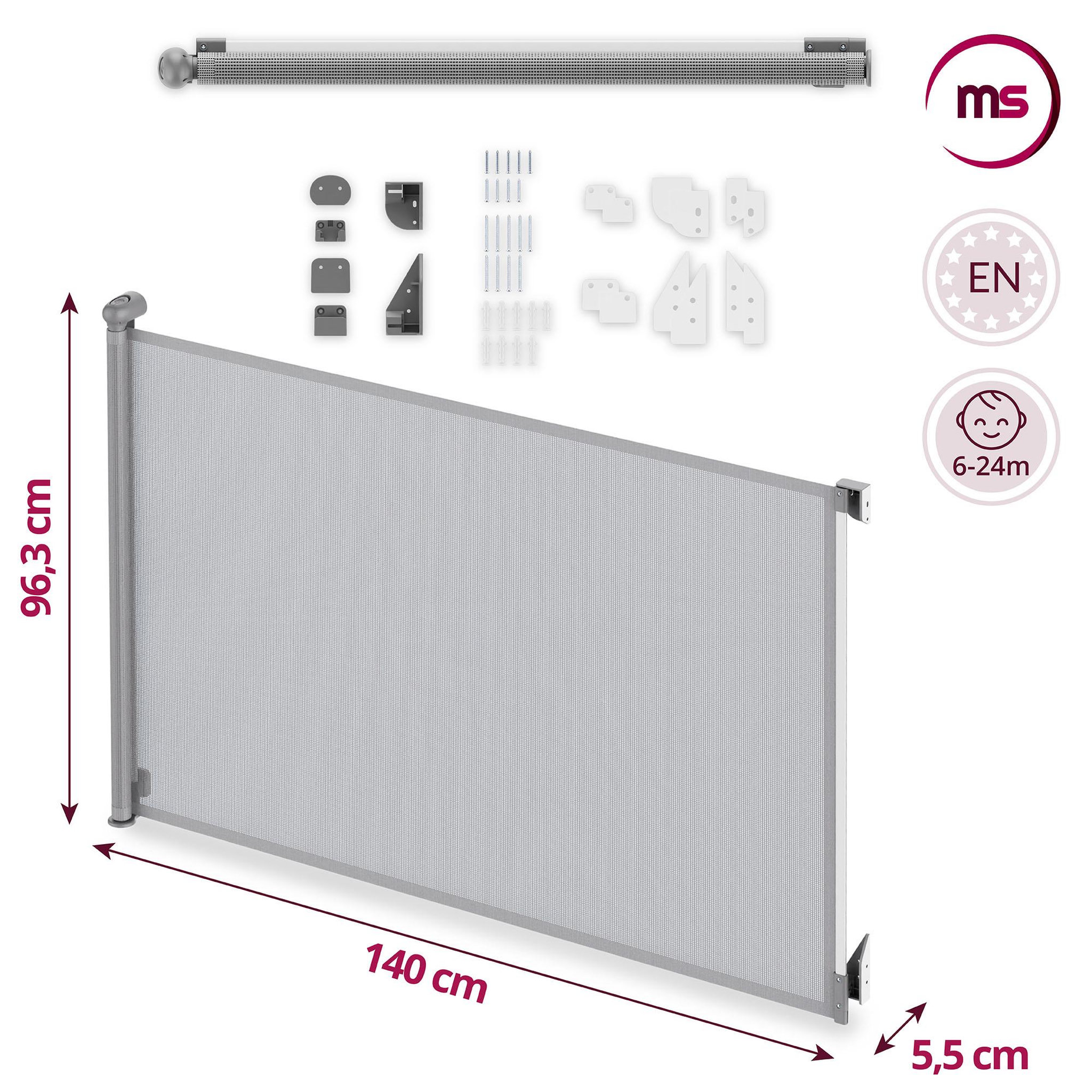 Voir la diapositive 2 : MOBY SYSTEM Barrière de sécurité enroulable enfant Moby-System SAFEGUARD 140 cm