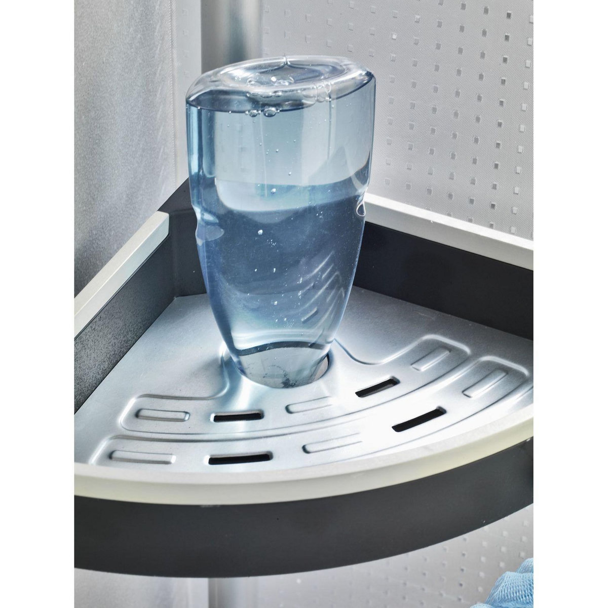 Wenko Etagère de douche extensible Wave - L. 27 x H. 70/260 cm - Noir