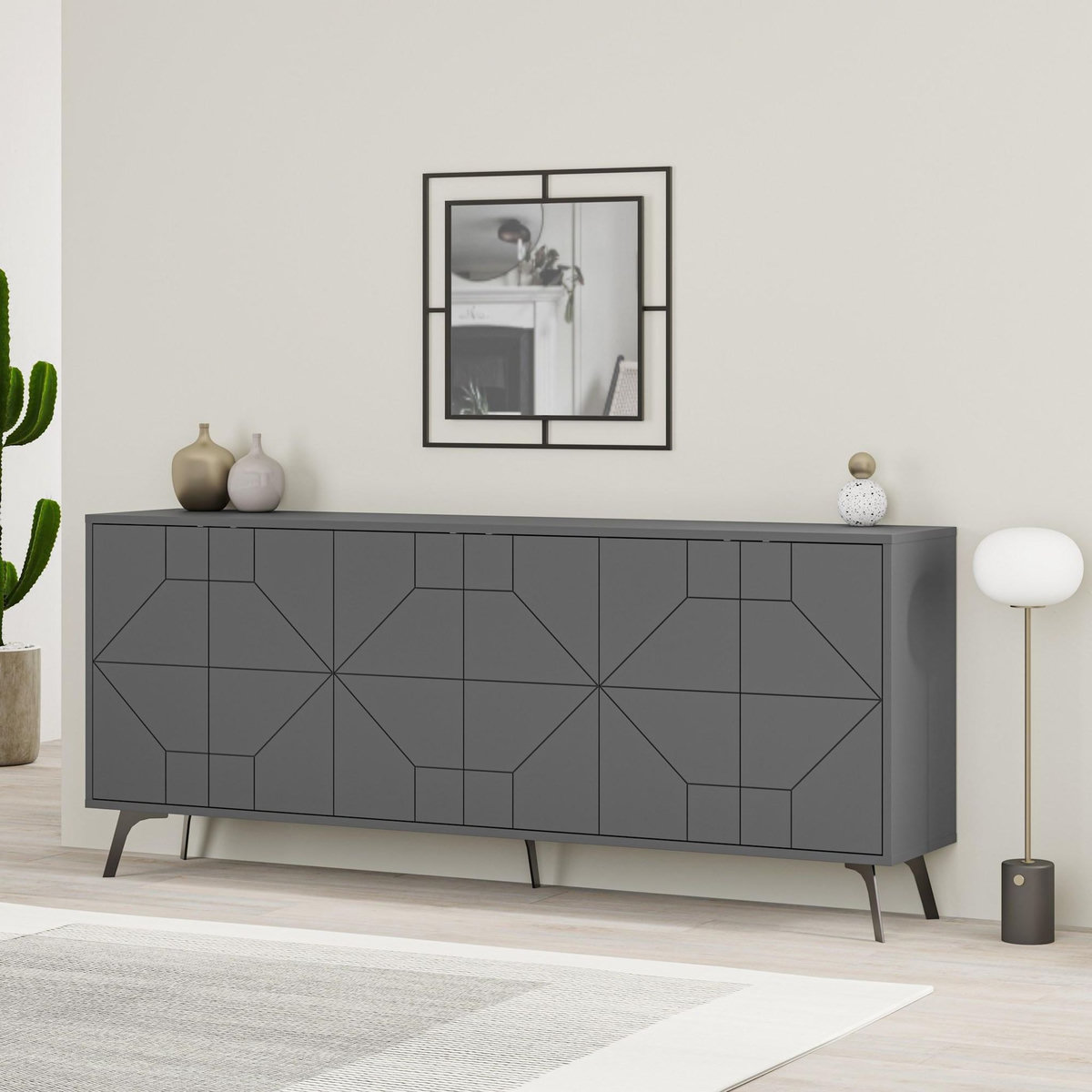 Habitat et Jardin Buffet en bois  Dune  - 183 x 35 x 77 cm - Anthracite