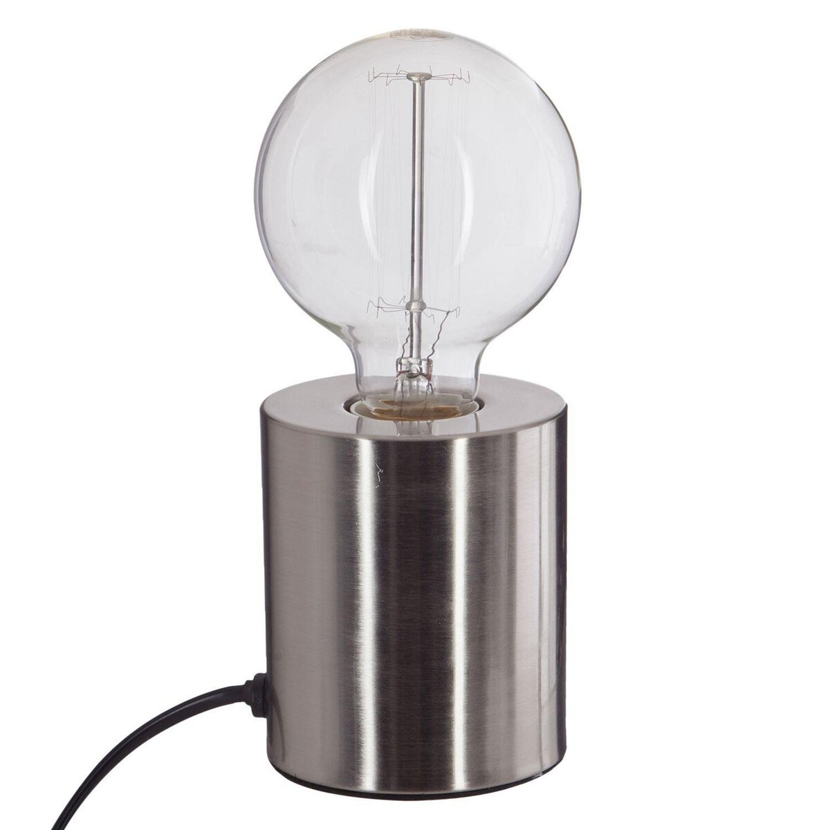 ATMOSPHERA Lampe à poser en fer Ampoule - H. 10,5 cm - Argent