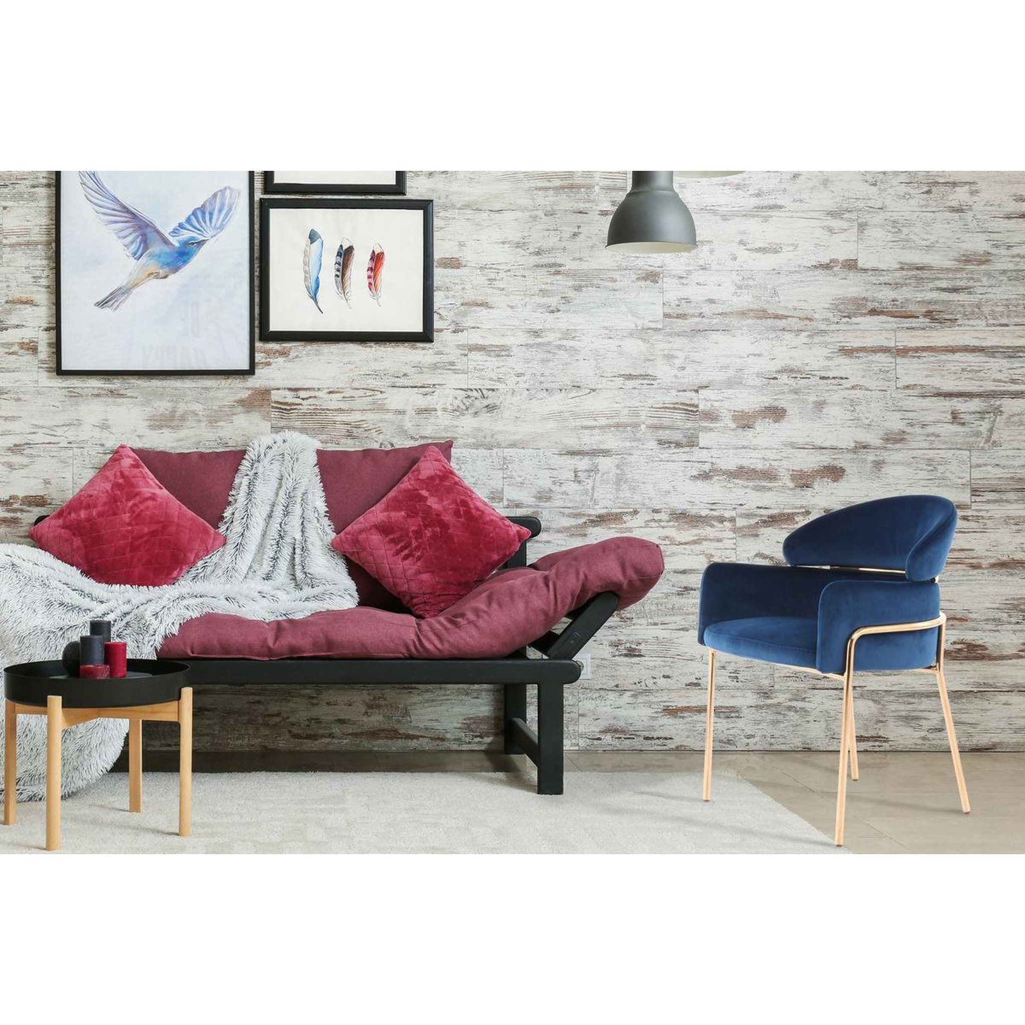 Voir la diapositive 3 : Paris Prix Chaise design en velours  corey  79cm bleu
