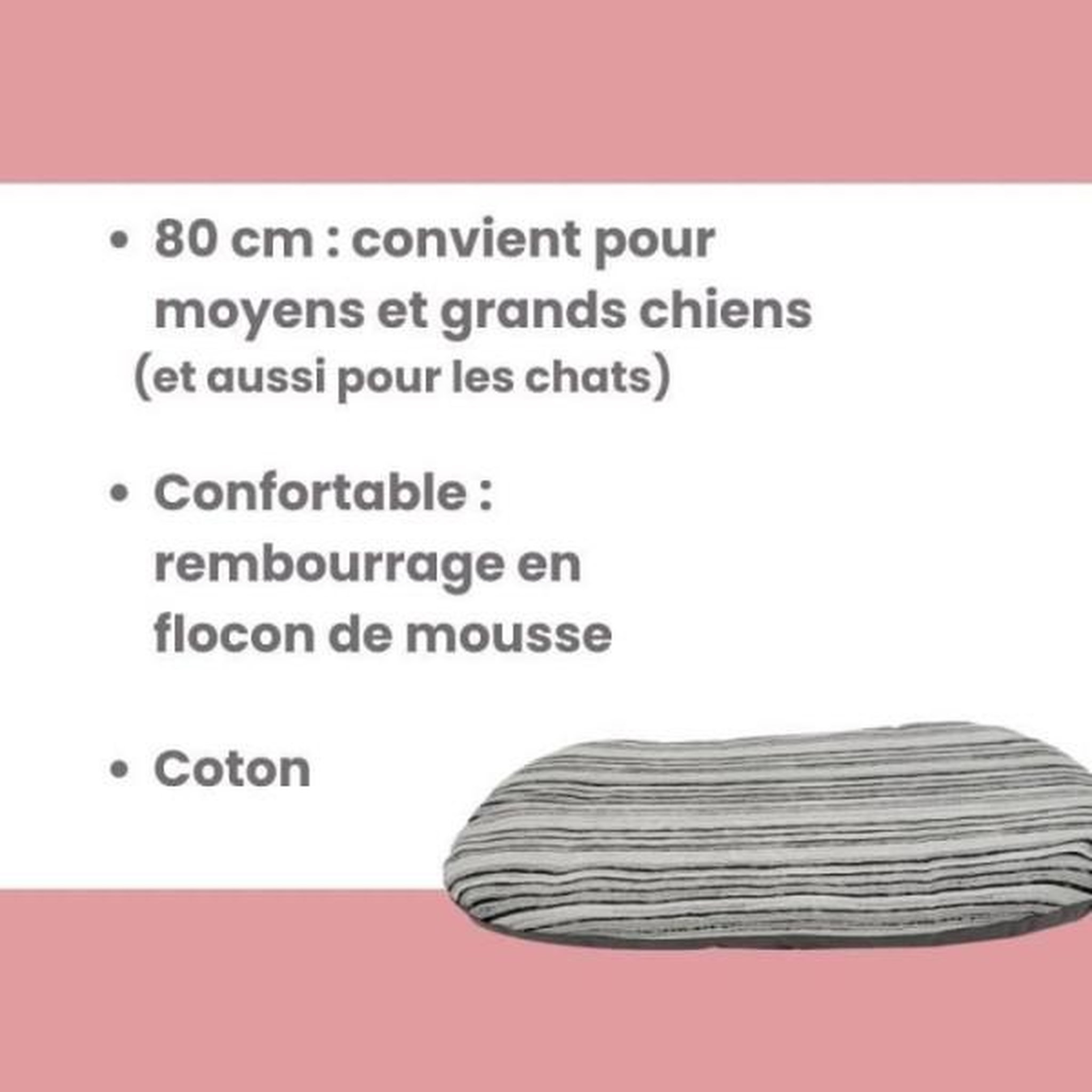 Voir la diapositive 3 : MARKET24 Couchage pour chien - TYROL - Coussin Oval Toronto - 80 x 48 x 3 cm