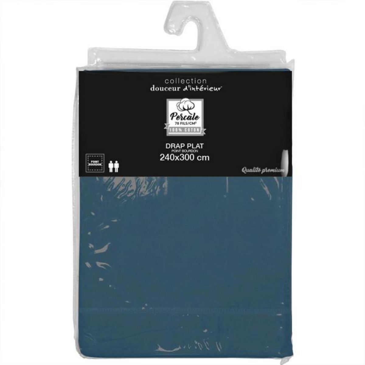 Paris Prix Drap Plat  Percaline  240x300cm Bleu